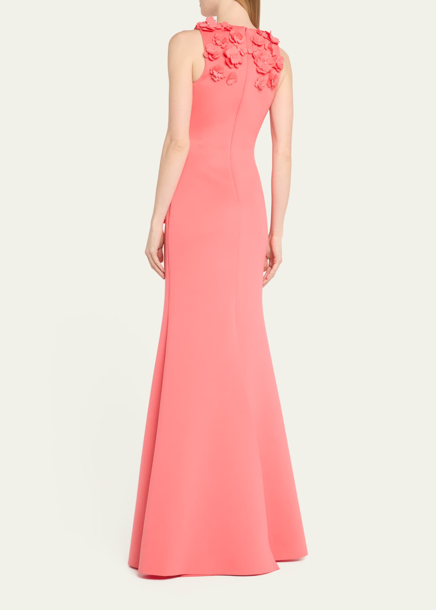 Badgley Mischka 3D Floral Scuba Gown Image 3 of 5
