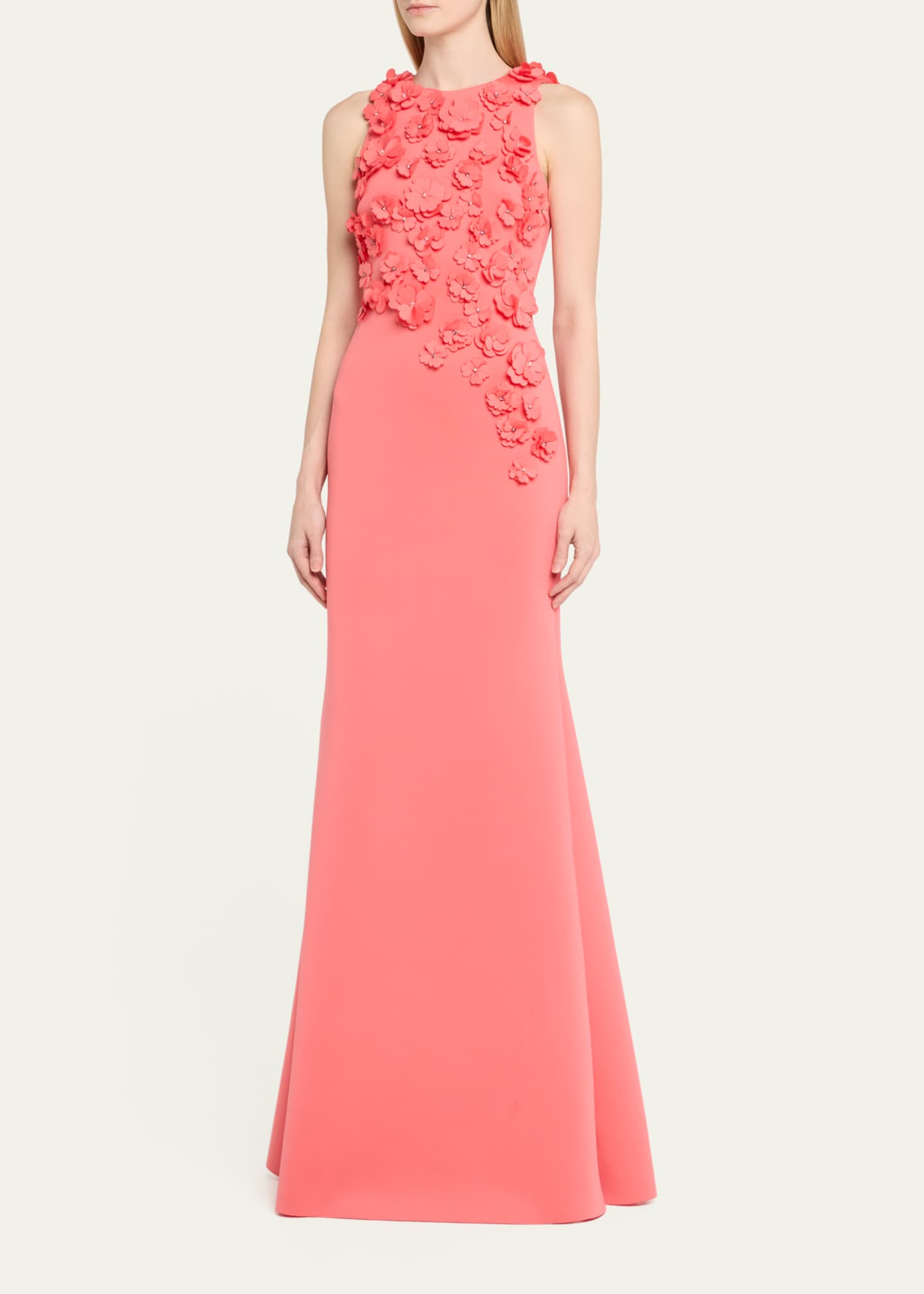 Badgley Mischka 3D Floral Scuba Gown Image 4 of 5