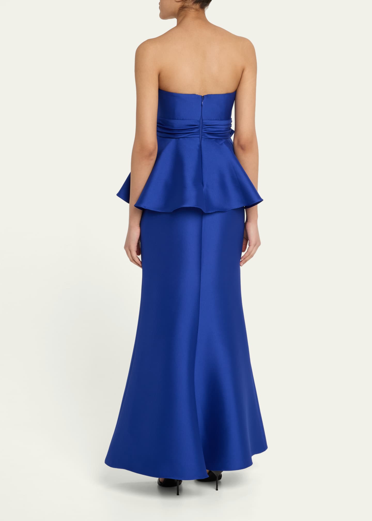 Badgley Mischka Strapless Bow-Front Peplum Gown Image 3 of 5