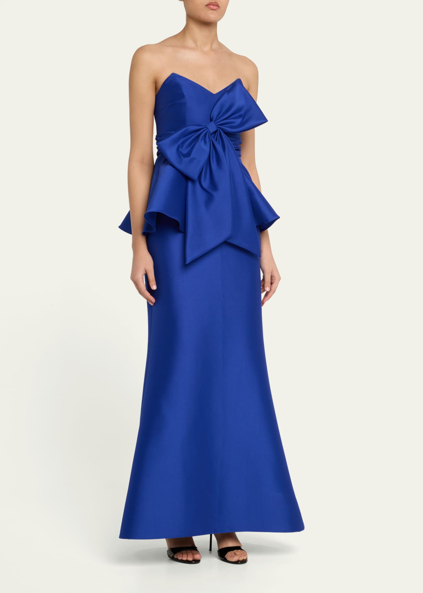 Badgley Mischka Strapless Bow-Front Peplum Gown Image 4 of 5