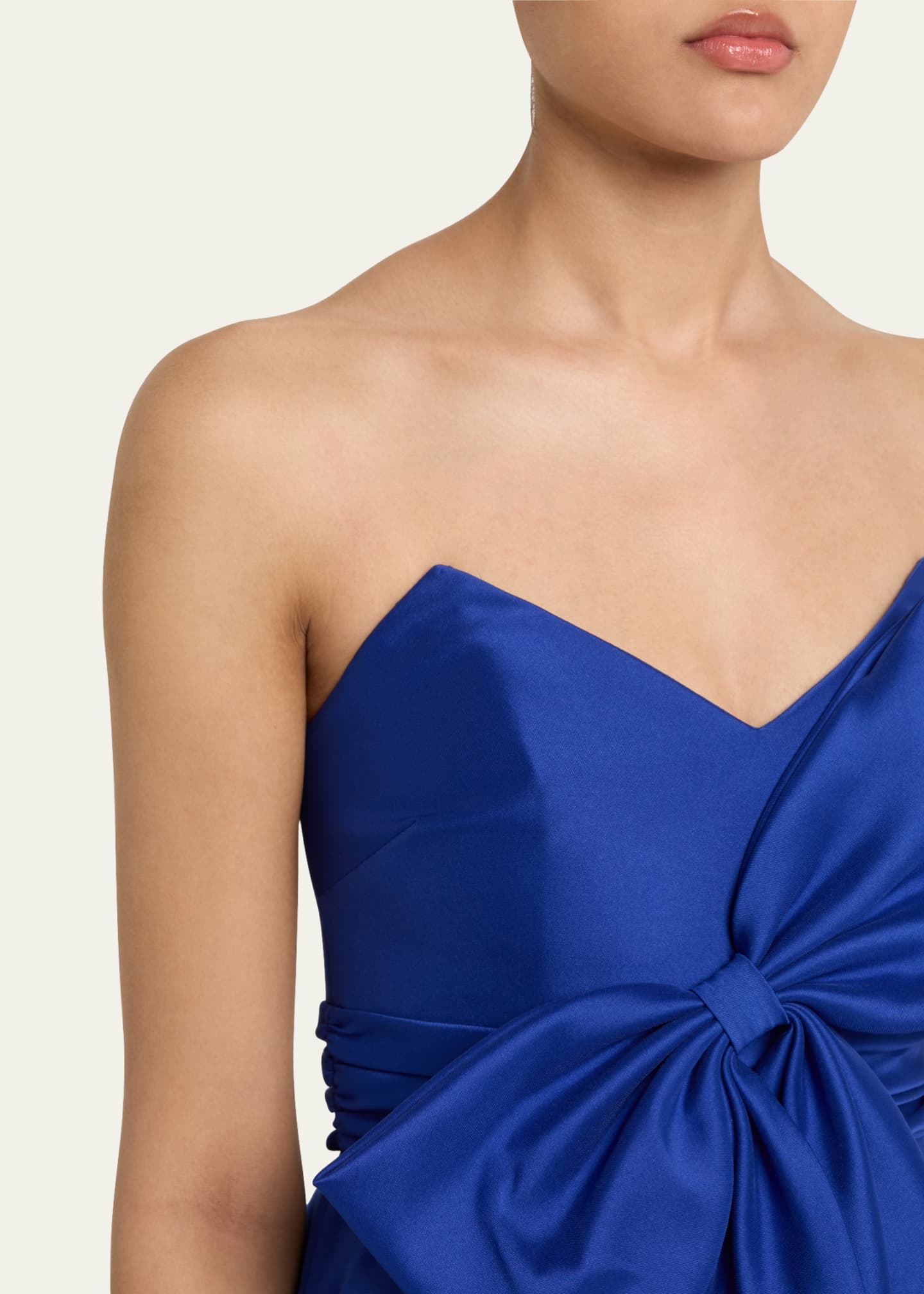 Badgley Mischka Strapless Bow-Front Peplum Gown Image 5 of 5