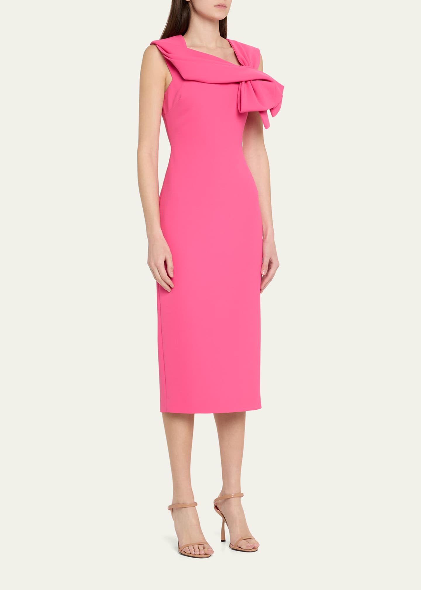 Badgley Mischka Bow-Front Midi Sheath Dress - Bergdorf Goodman