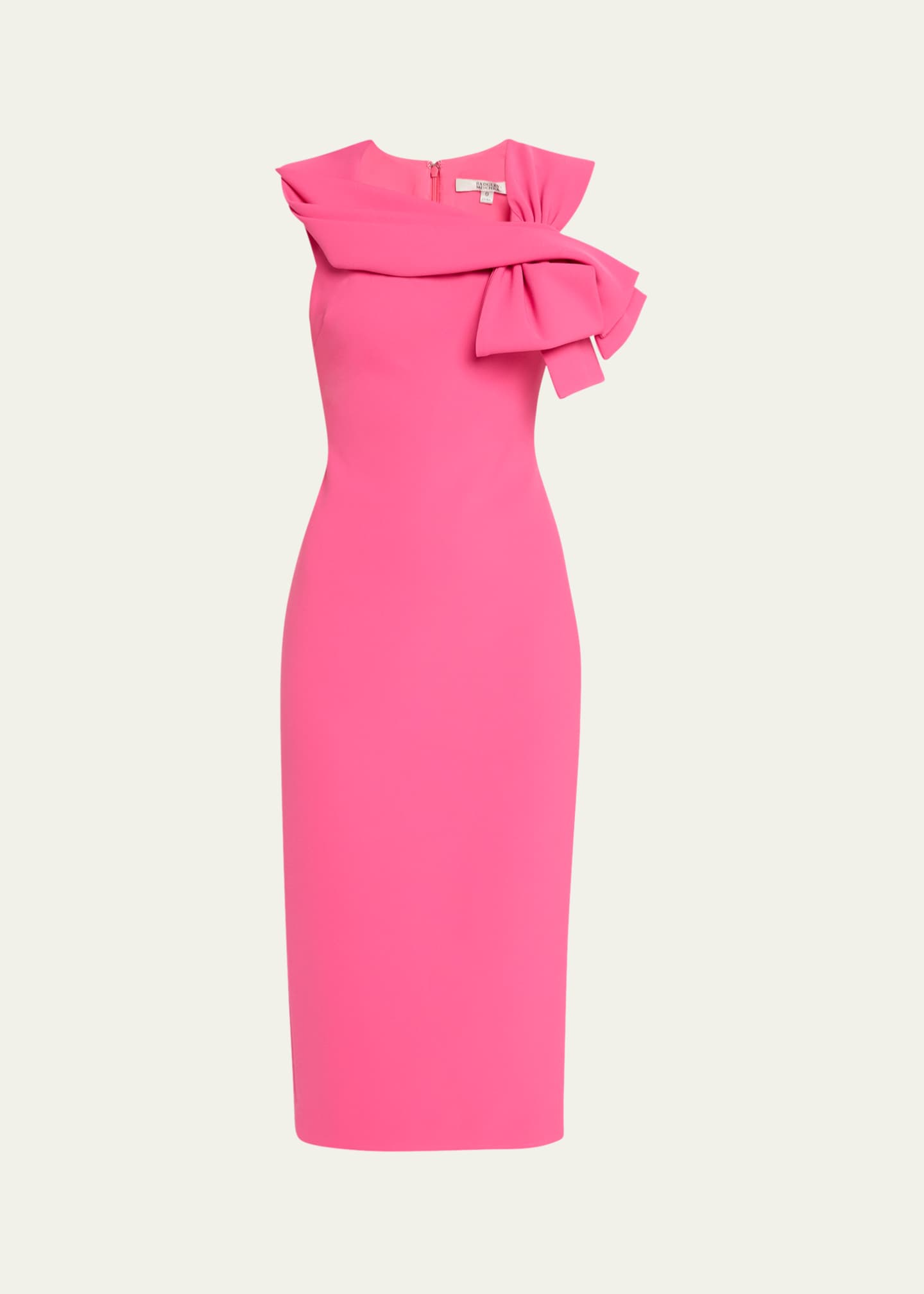 badgley mischka pink dress One-shoulder draped crepe gown - fuchsia Satin Crepe We have fallen in love