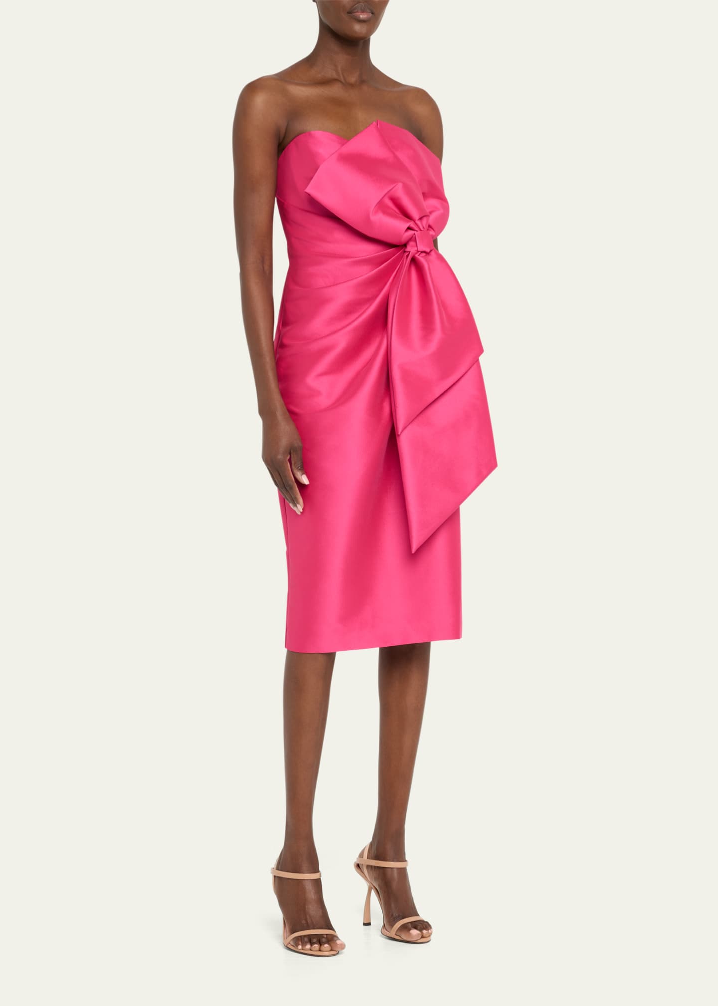 Badgley Mischka Strapless Bow-Front Mikado Midi Dress Image 4 of 5