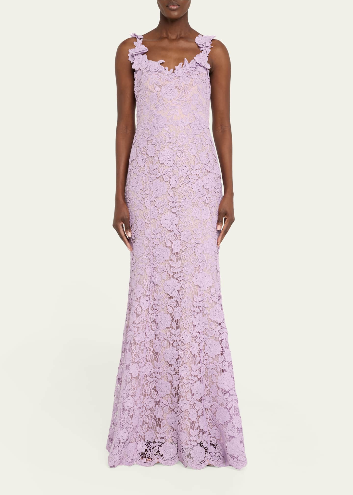 Marchesa Notte Sleeveless Floral Lace Trumpet Gown Image 2 of 5