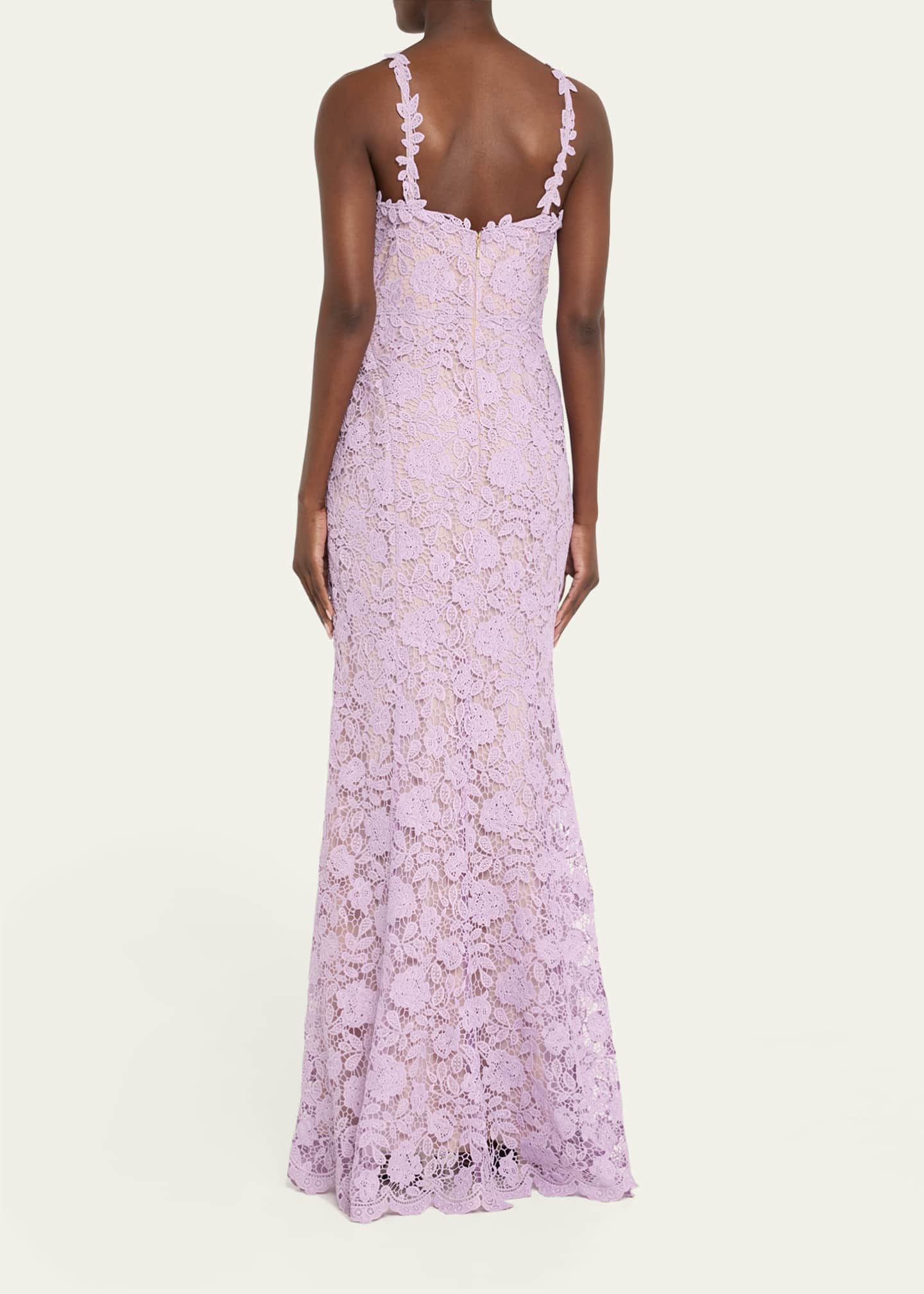 Marchesa Notte Sleeveless Floral Lace Trumpet Gown Image 3 of 5