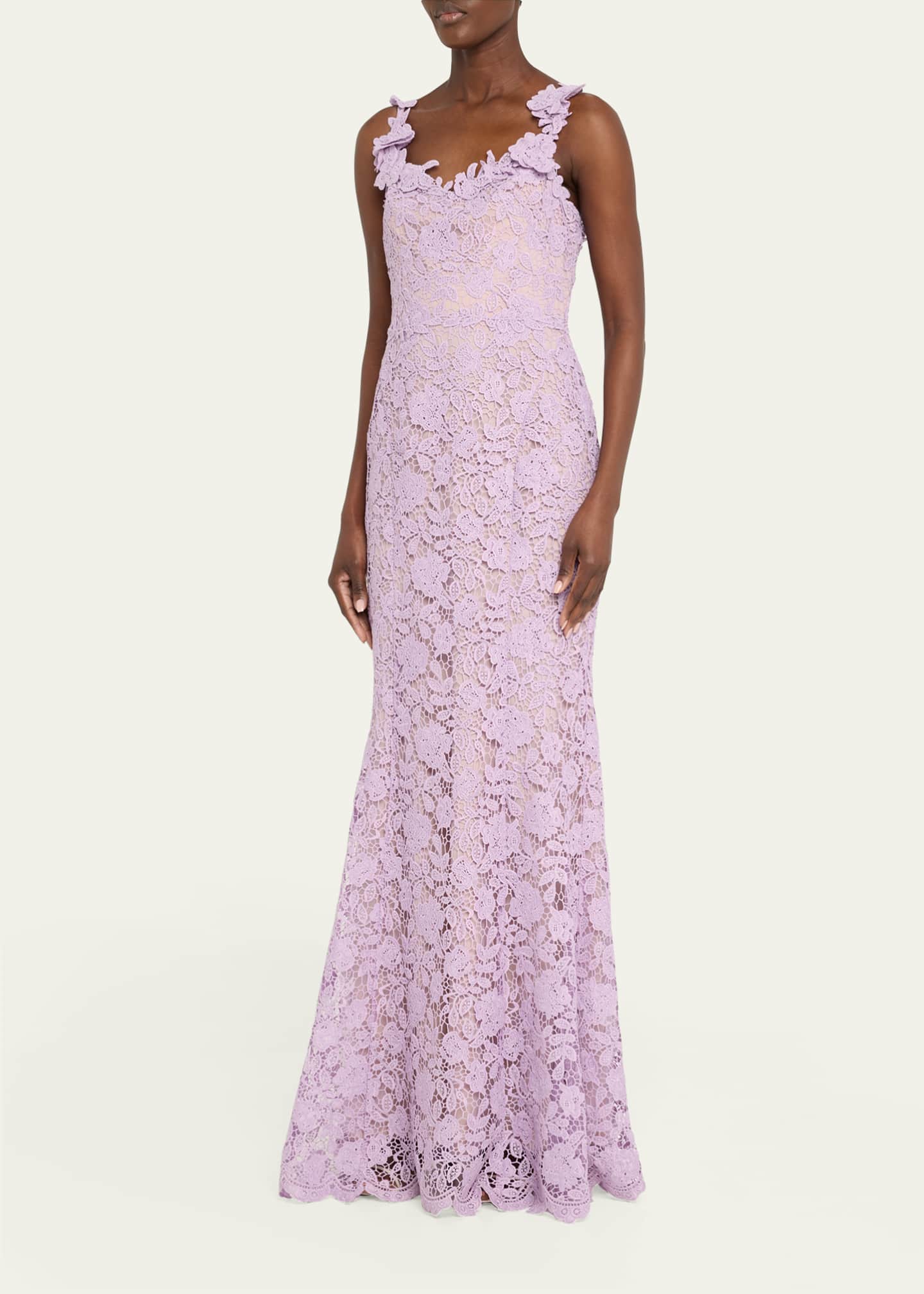 Marchesa Notte Sleeveless Floral Lace Trumpet Gown Image 4 of 5