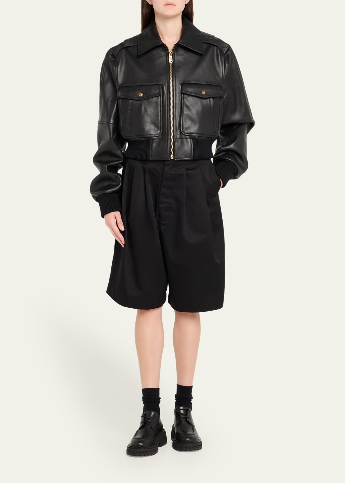 Willy Chavarria Cropped Leather Jacket Image 2 of 5