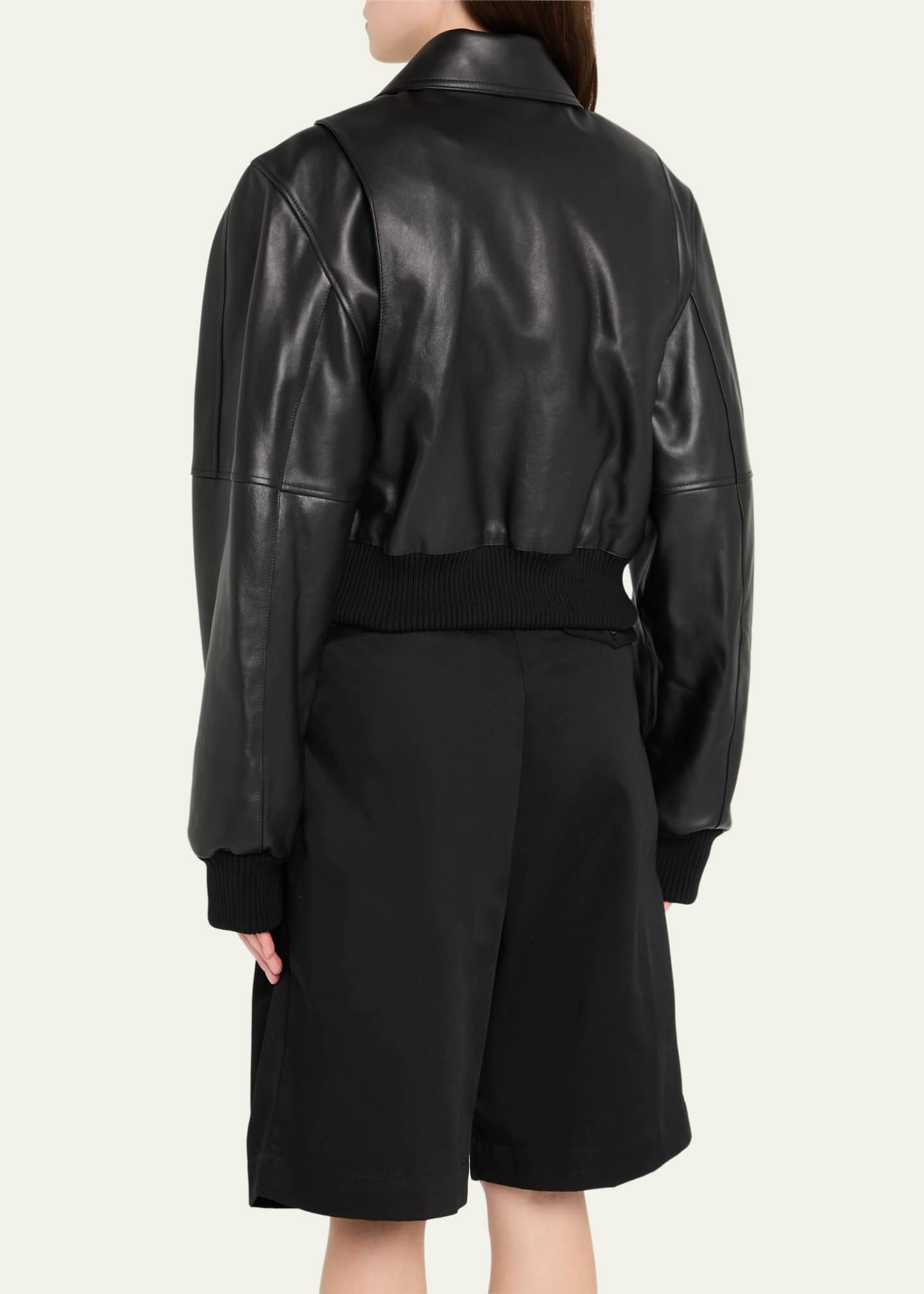 Willy Chavarria Cropped Leather Jacket Image 3 of 5