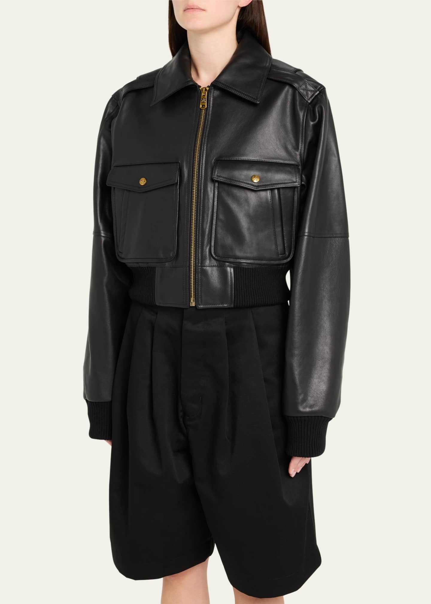 Willy Chavarria Cropped Leather Jacket Image 4 of 5