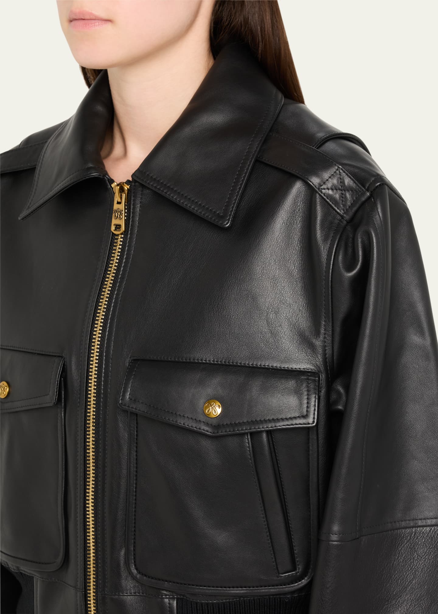 Willy Chavarria Cropped Leather Jacket Image 5 of 5