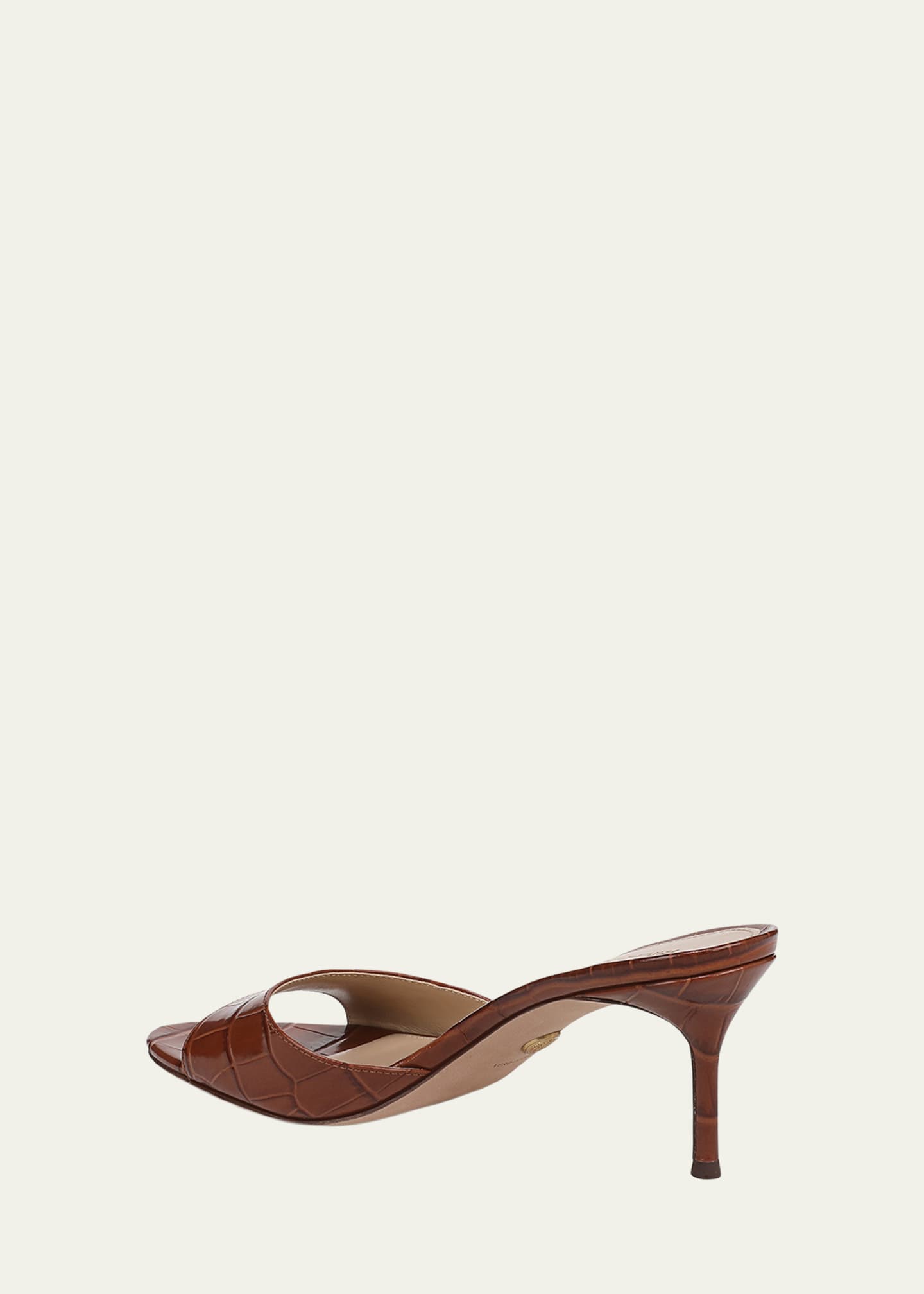 Veronica Beard Tia Croc-Embossed Leather Stiletto Mule Sandals Image 3 of 4