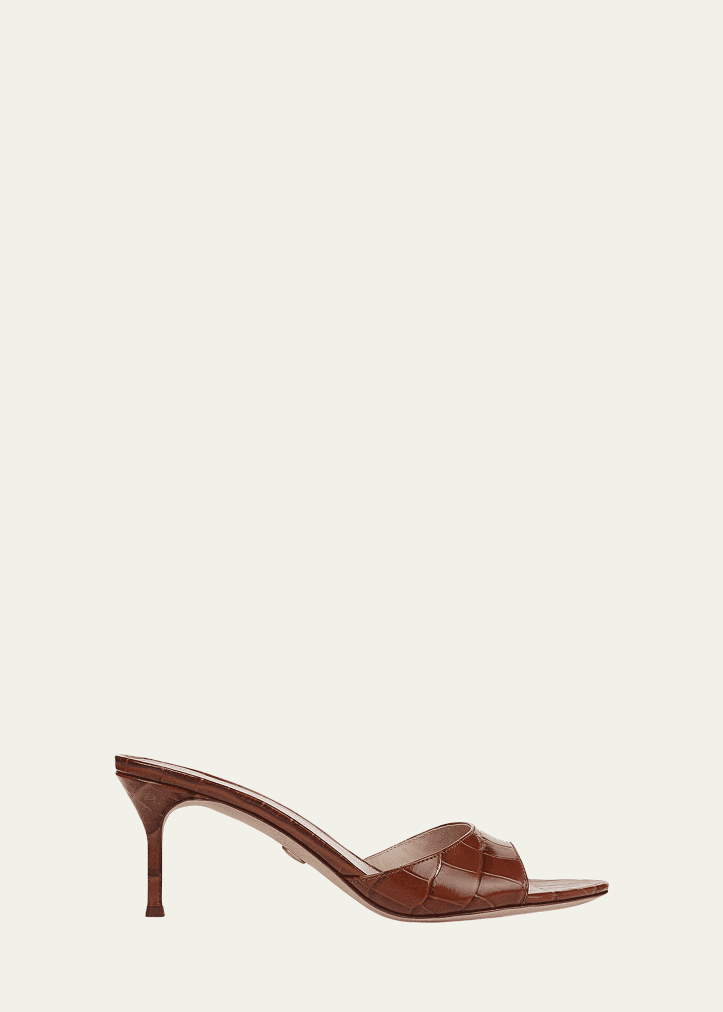Veronica Beard Tia Croc-Embossed Leather Stiletto Mule Sandals Image 1 of 4