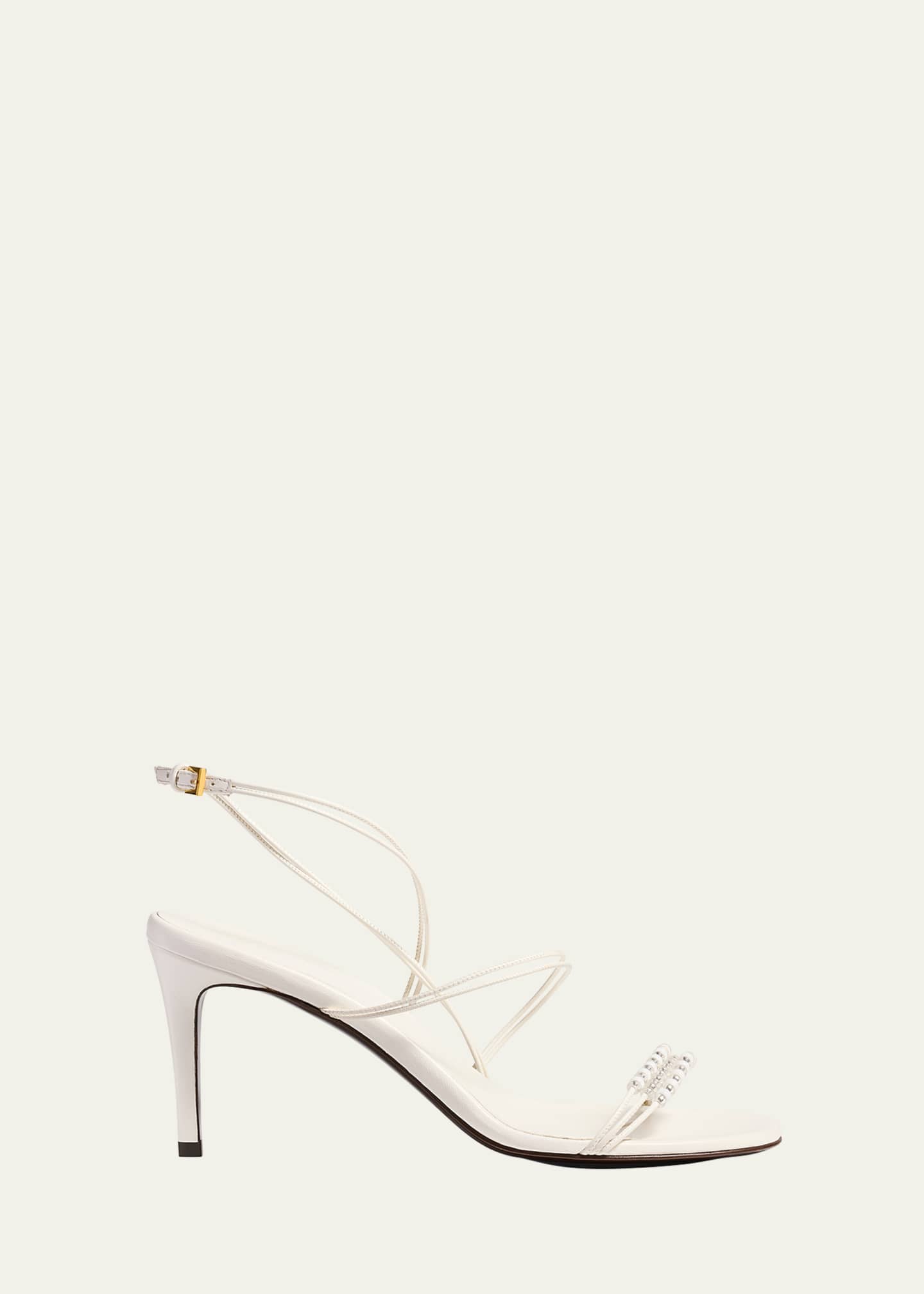 Khaite Beaded Leather Stiletto Sandals