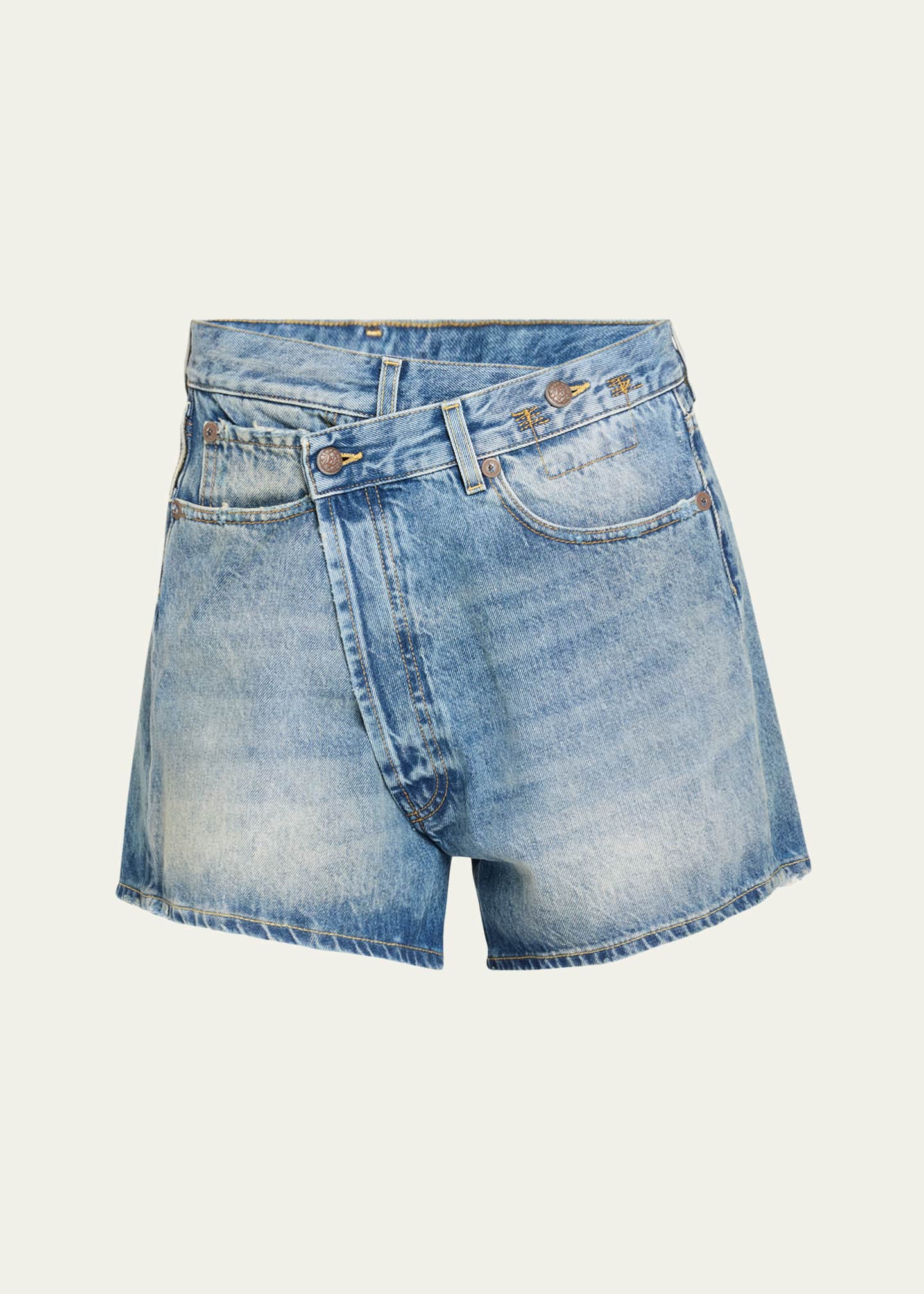 R13 Crossover Denim Shorts - Bergdorf Goodman