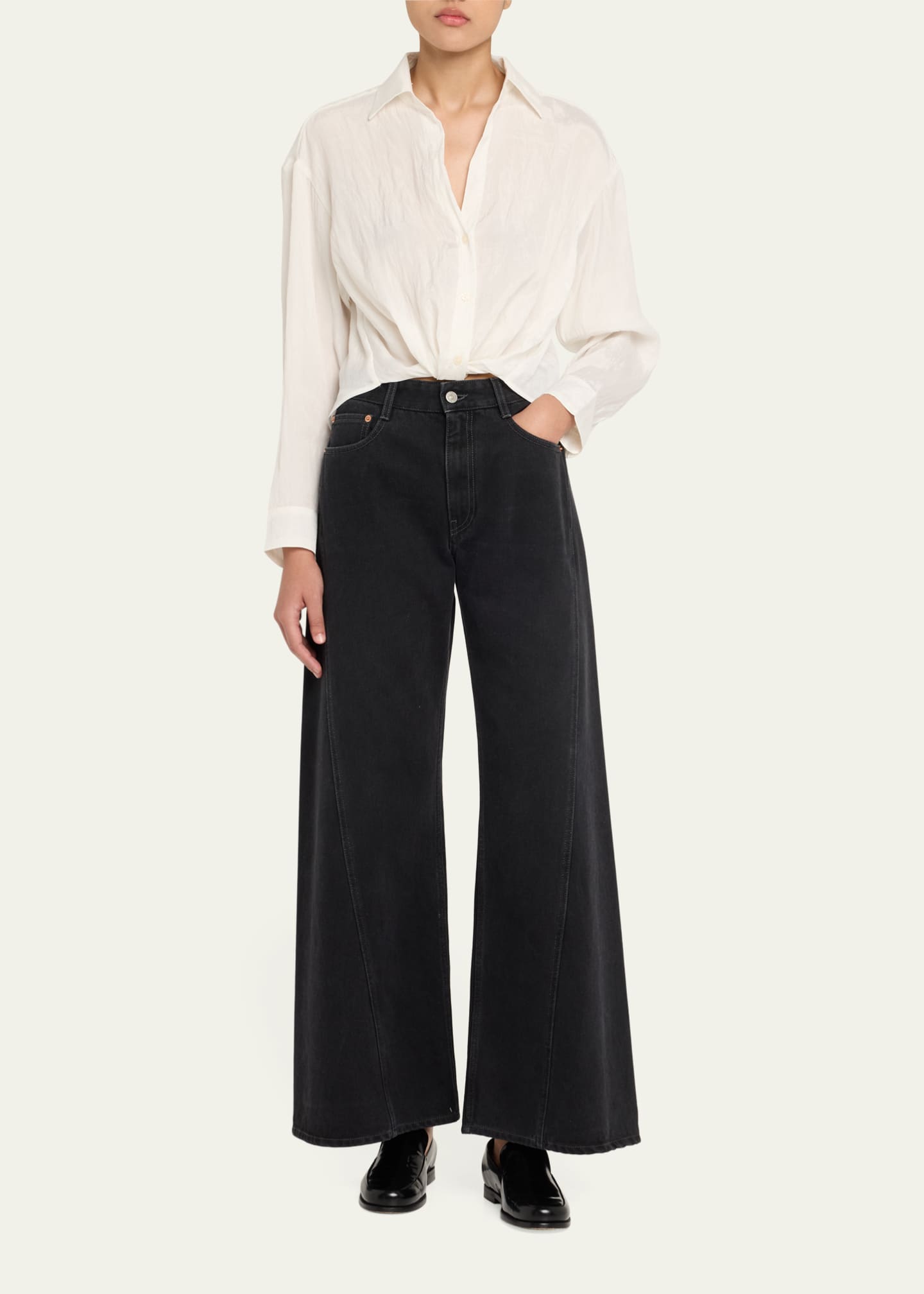 Long-Sleeve Twist-Front Shirt