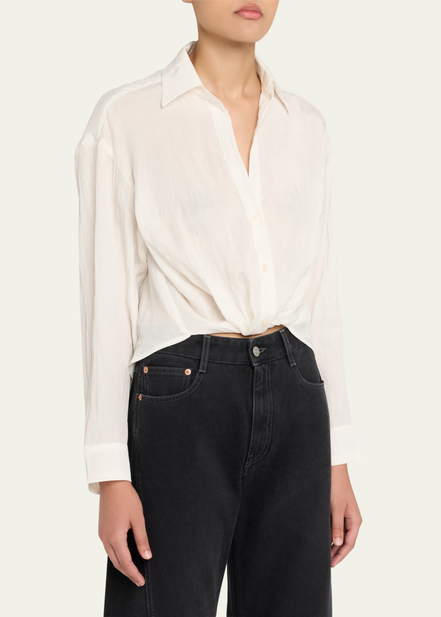 Long-Sleeve Twist-Front Shirt