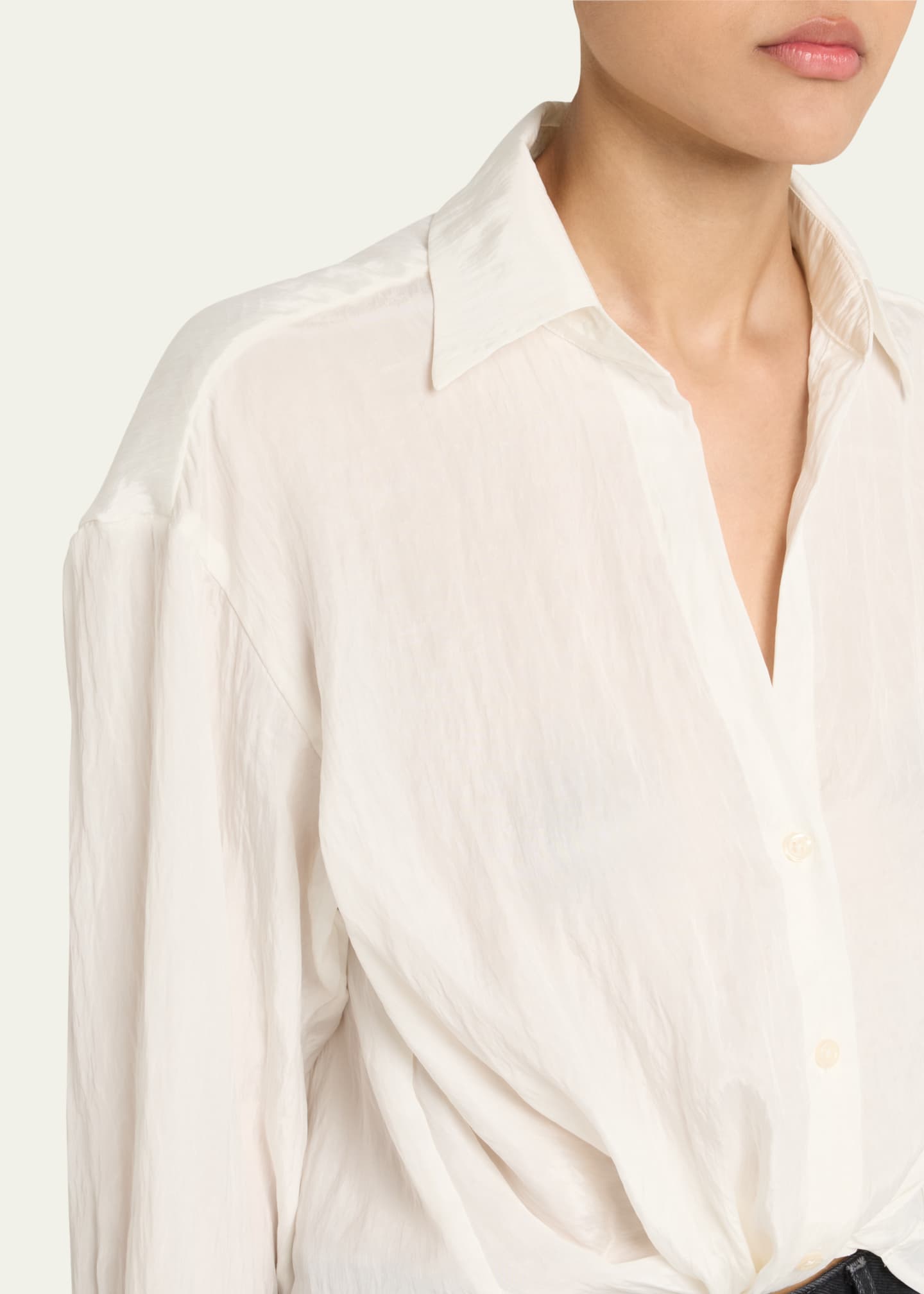 Long-Sleeve Twist-Front Shirt