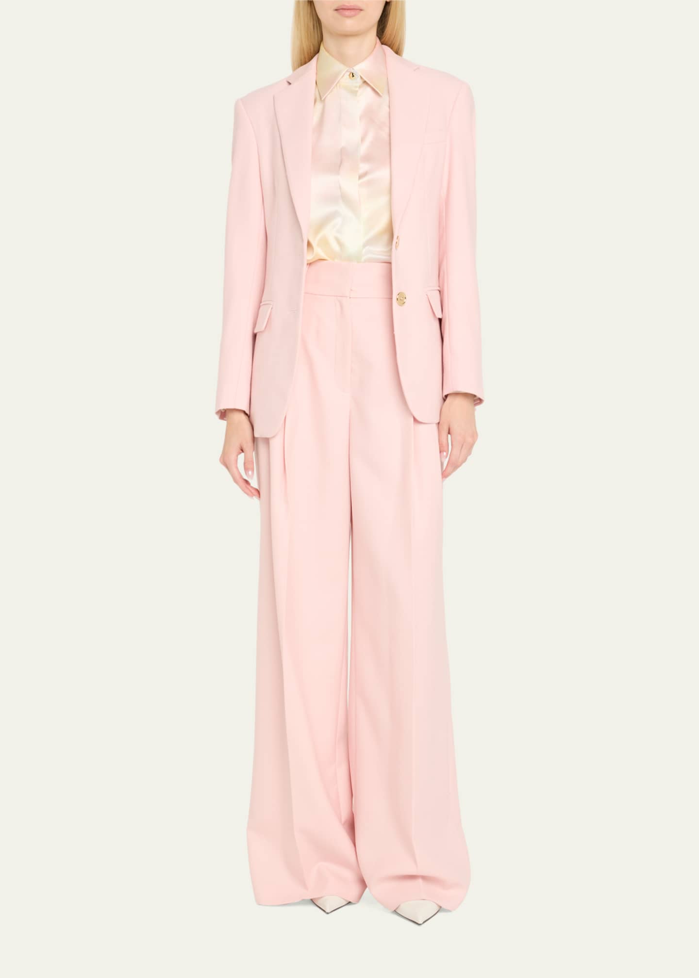 Sergio Hudson Double-Pleated Wide Leg Wool Pants Image 2 of 5