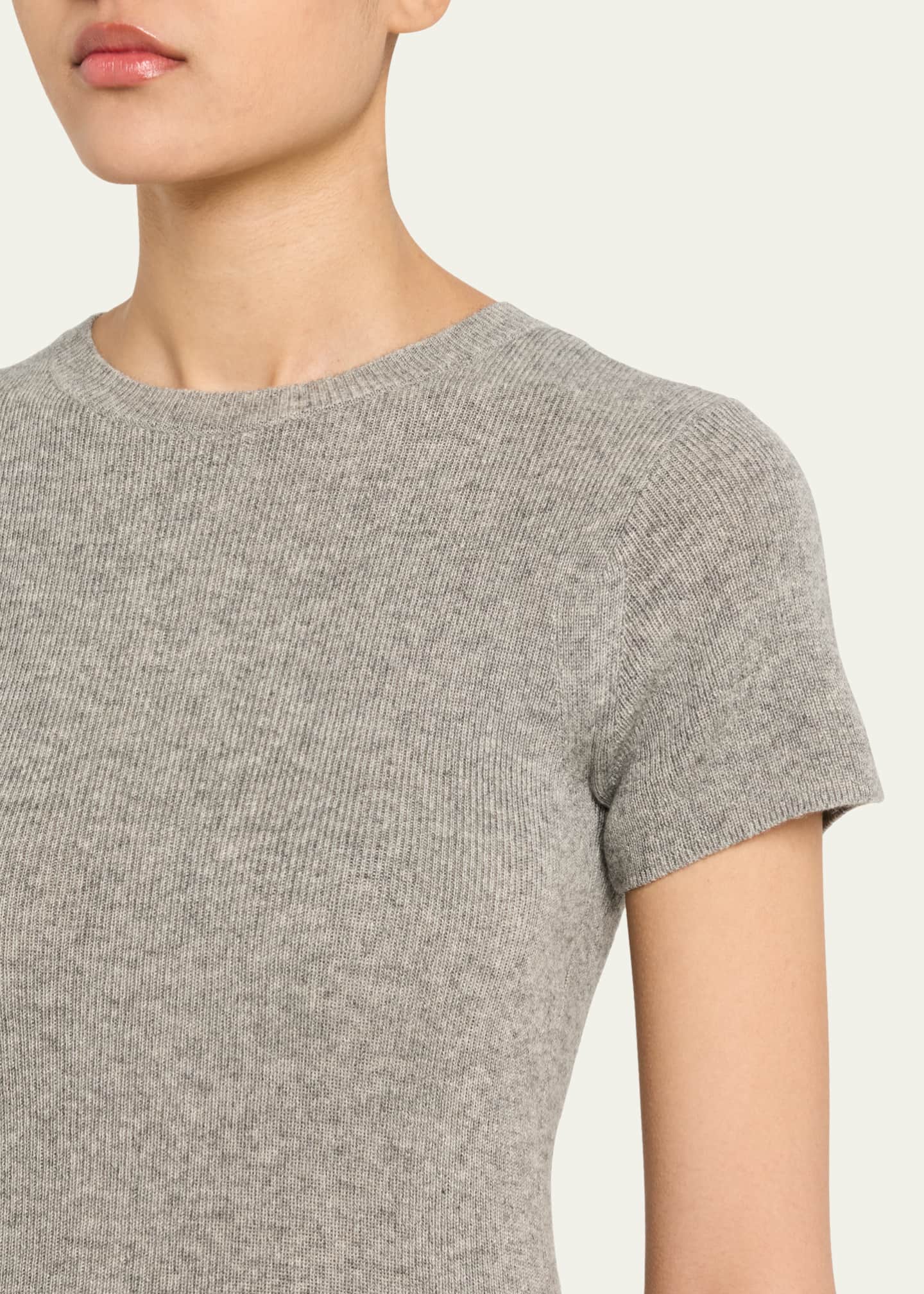 The Elder Statesman Fitted Micro Ribbed Cashmere Silk Tee Image 5 of 5