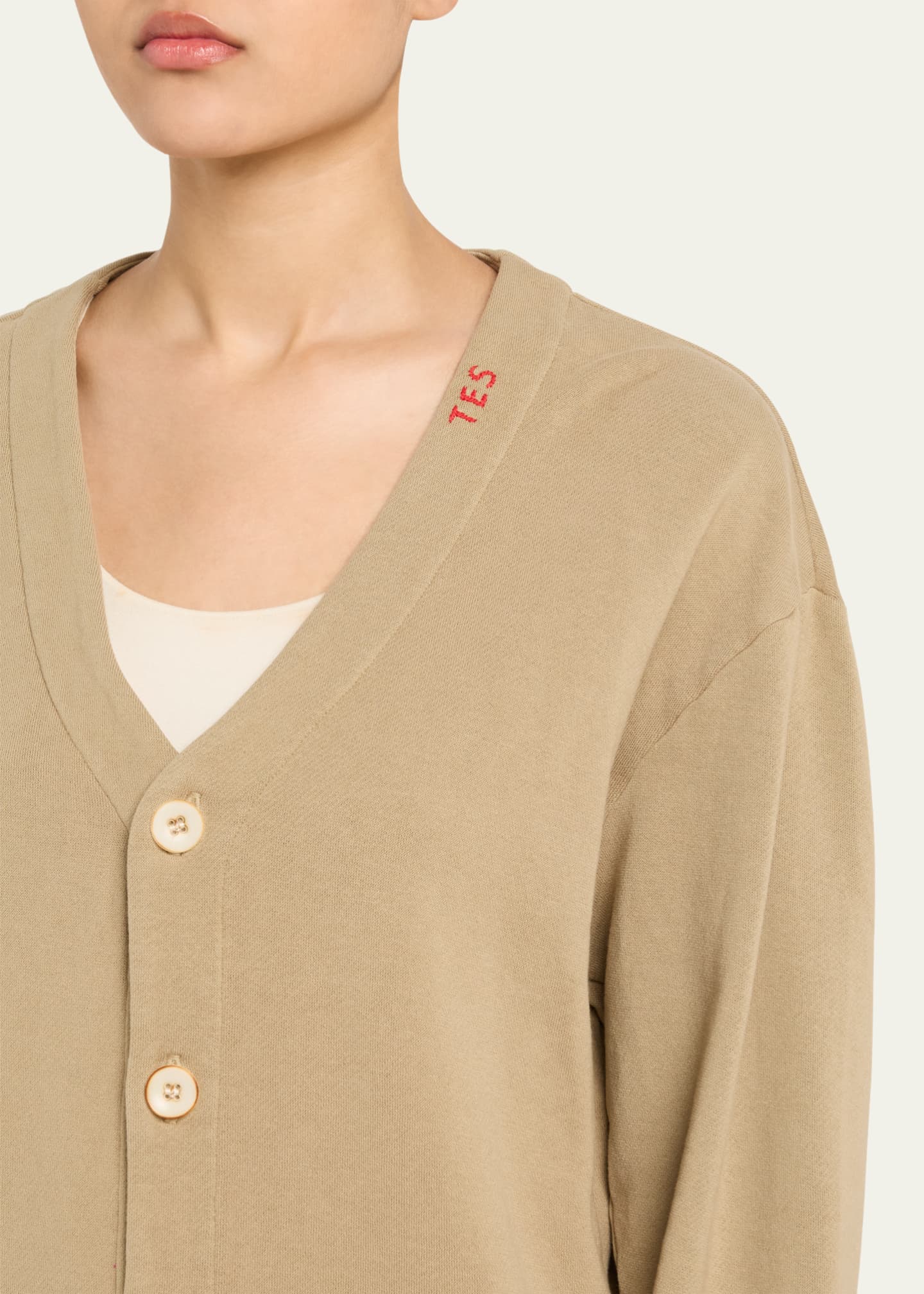 The Elder Statesman Logo Embroidered Jersey Cashmere Cardigan Image 5 of 5