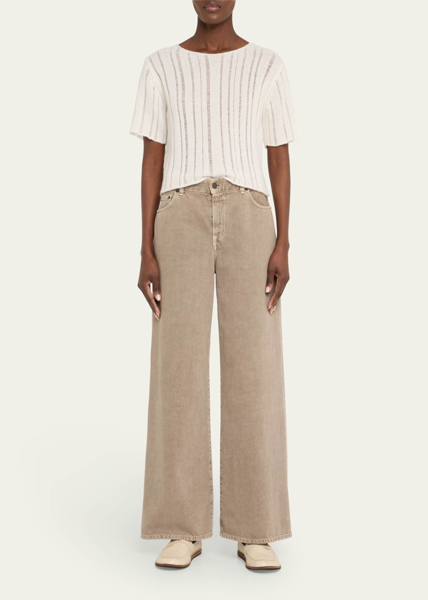 The Elder Statesman Drop Needle Short Sleeve Cashmere Tee Image 2 of 5