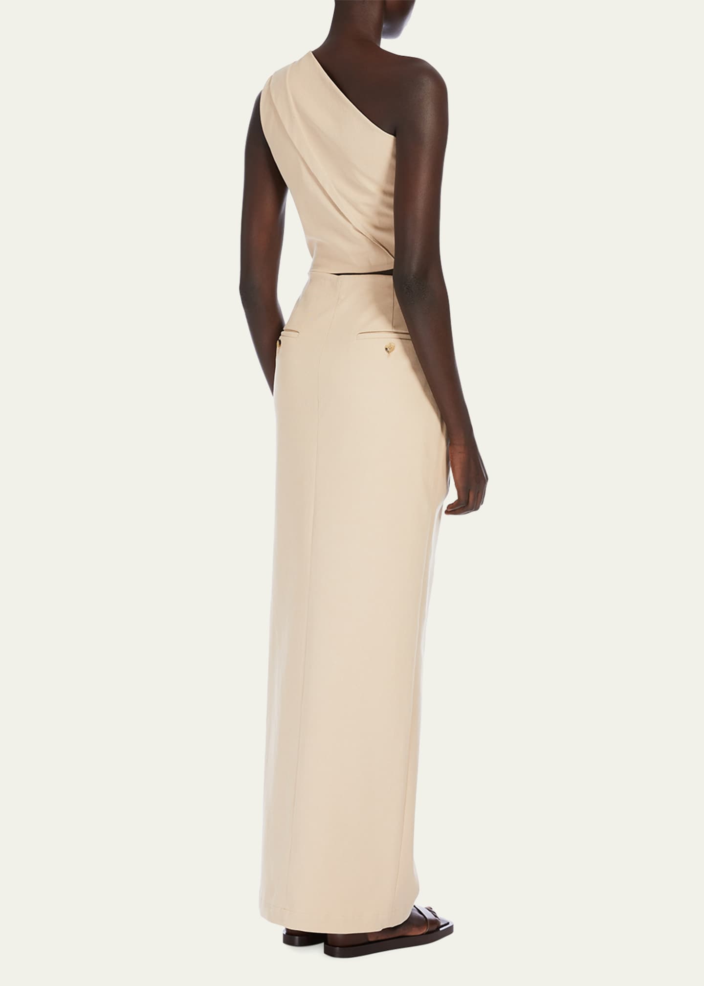 Max Mara Pleated One-Shoulder Cutout Maxi Dress Image 3 of 4