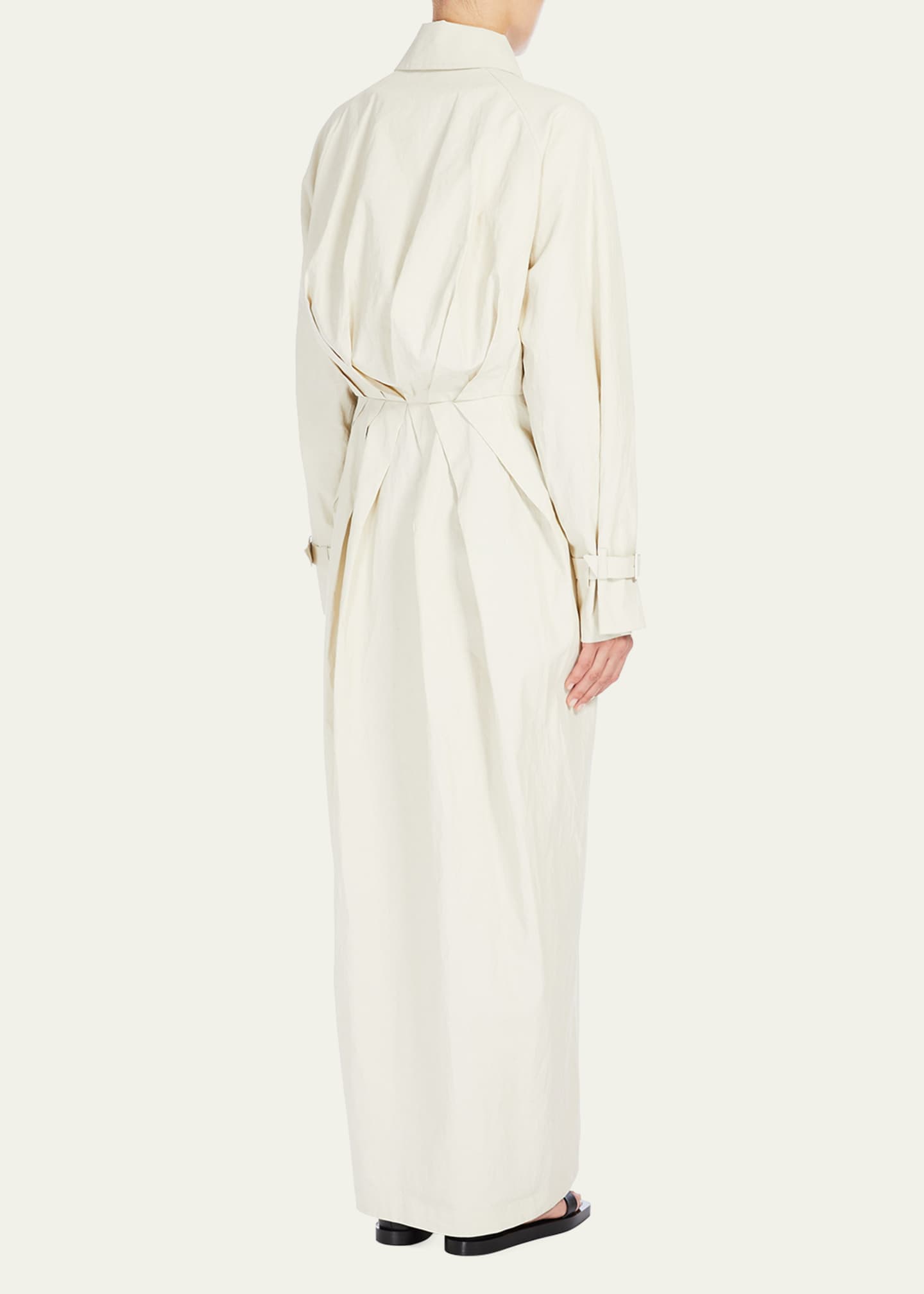 Max Mara Linen Double-Breasted Long Raincoat Image 3 of 4