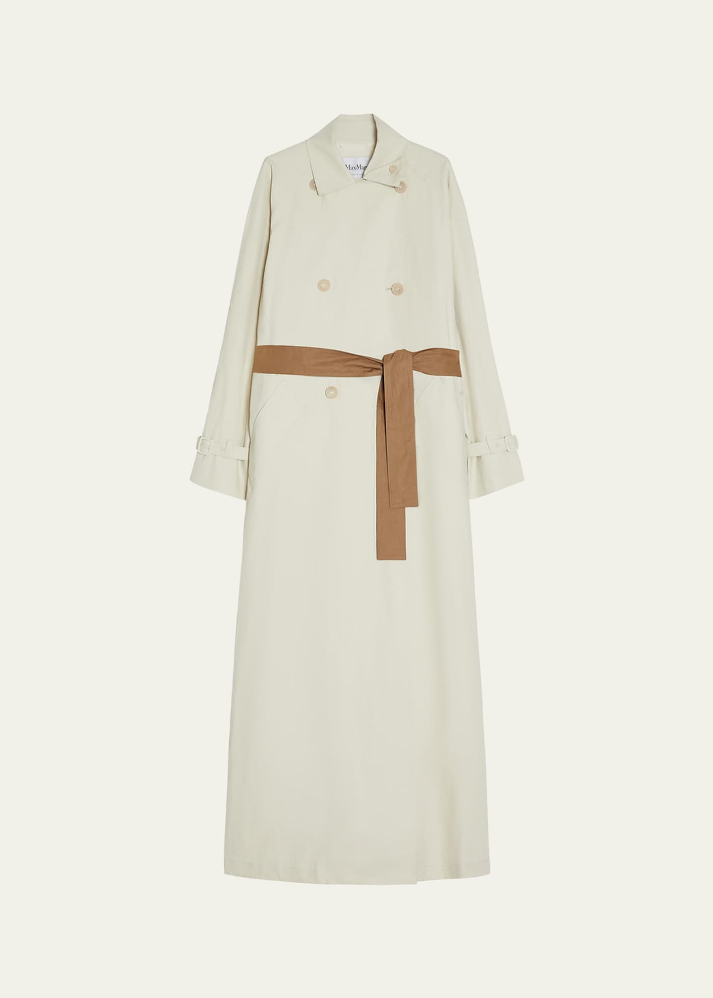 Max Mara Linen Double-Breasted Long Raincoat Image 1 of 4