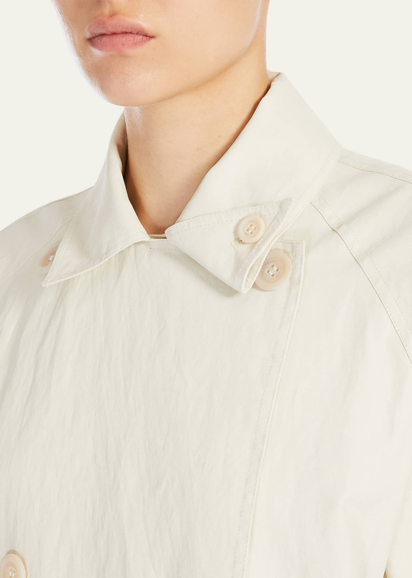 Max Mara Linen Double-Breasted Long Raincoat Image 4 of 4