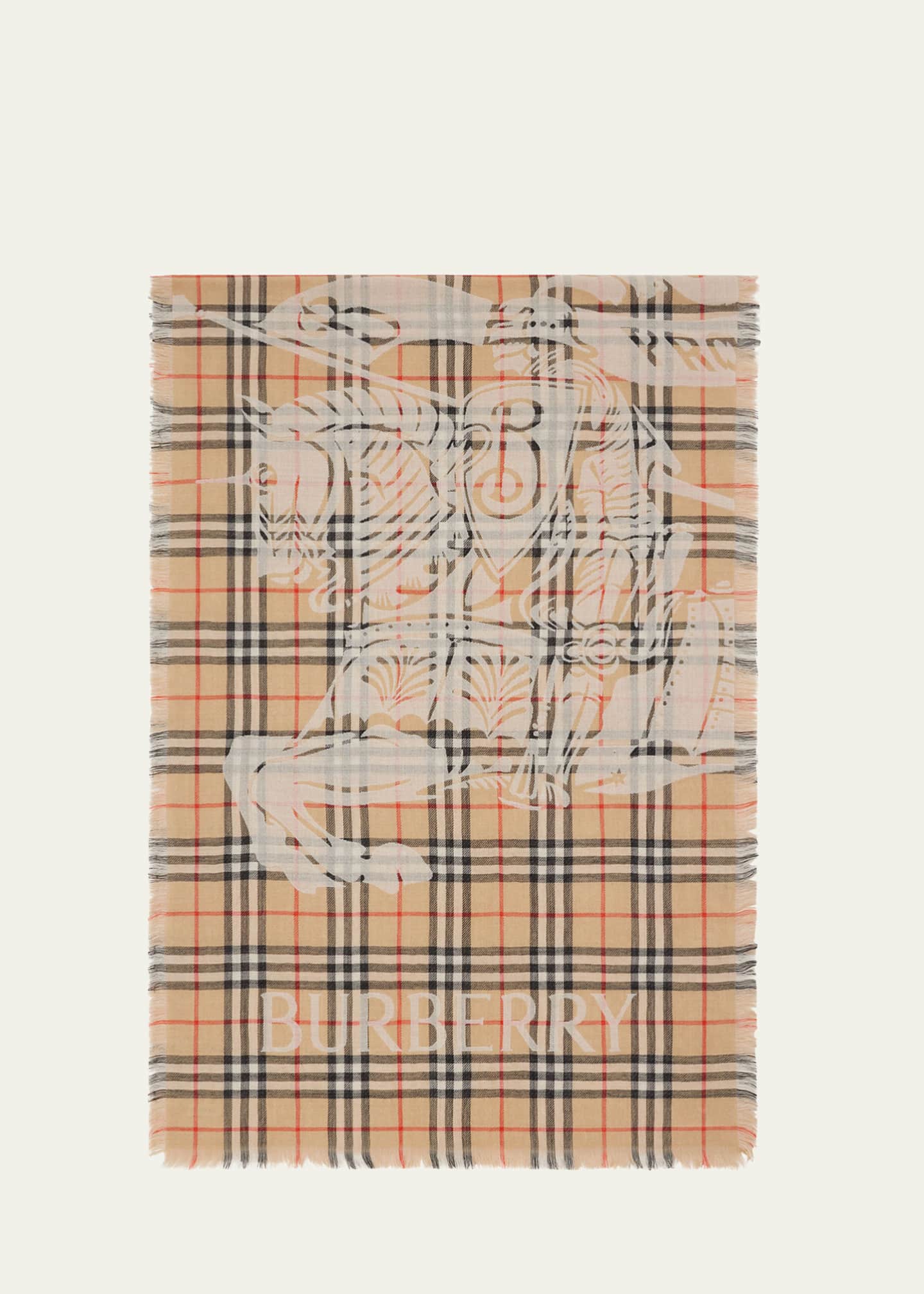Burberry Rectangular EKD Check-Print Wool Scarf Image 2 of 2
