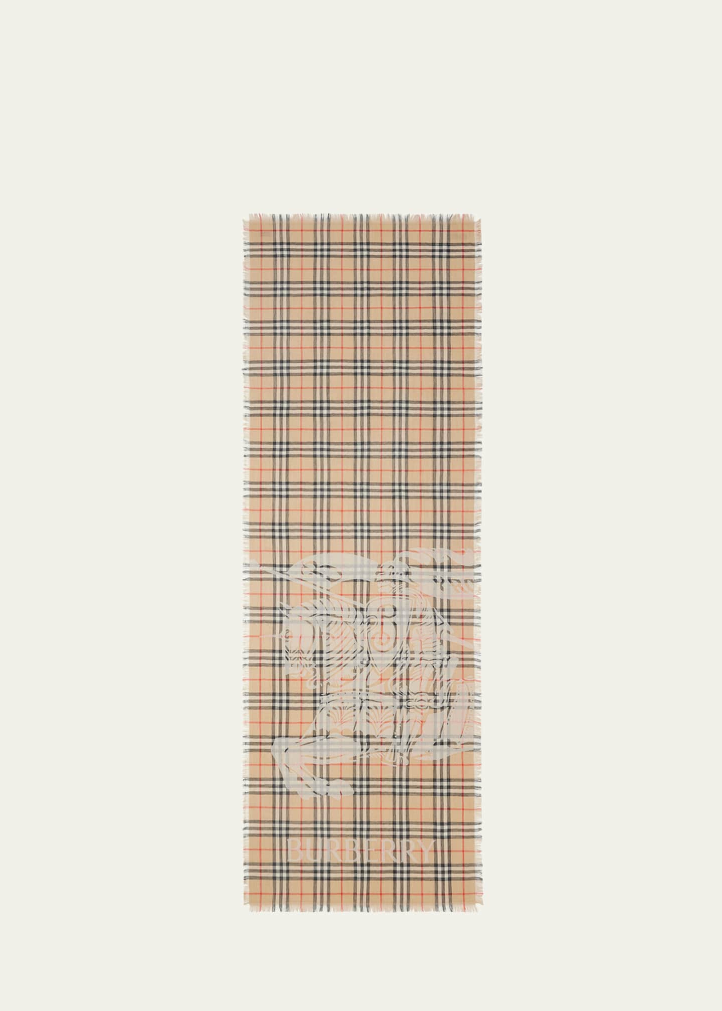Burberry Rectangular EKD Check-Print Wool Scarf Image 1 of 2