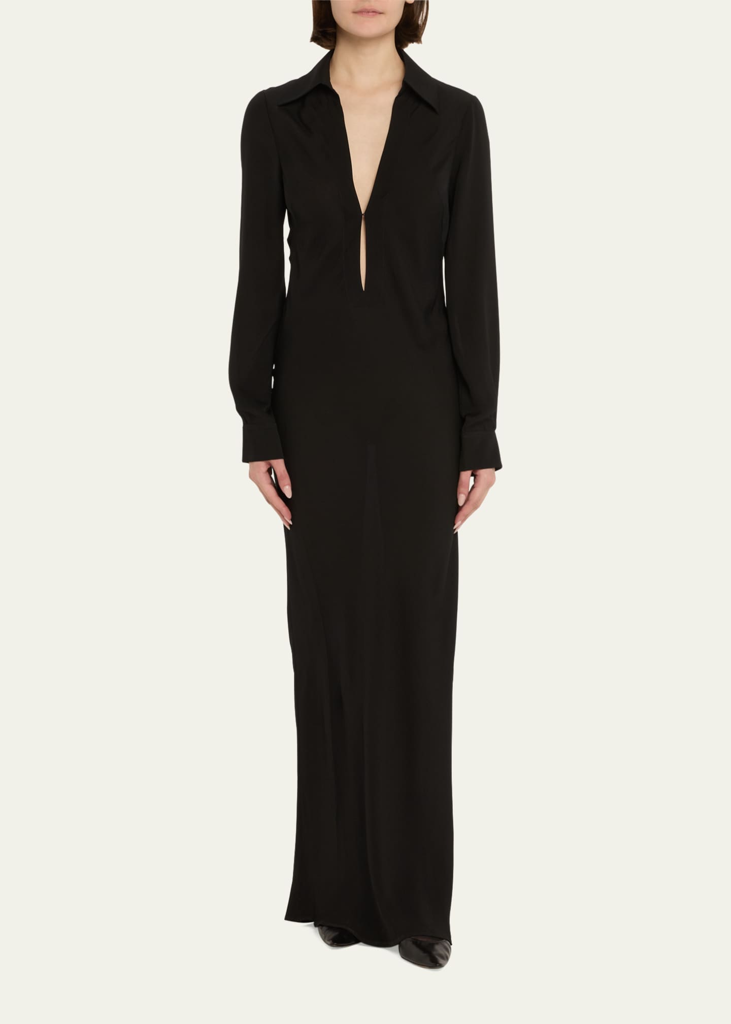 Courtney Zheng Isla Silk Deep-V Gown Image 2 of 5