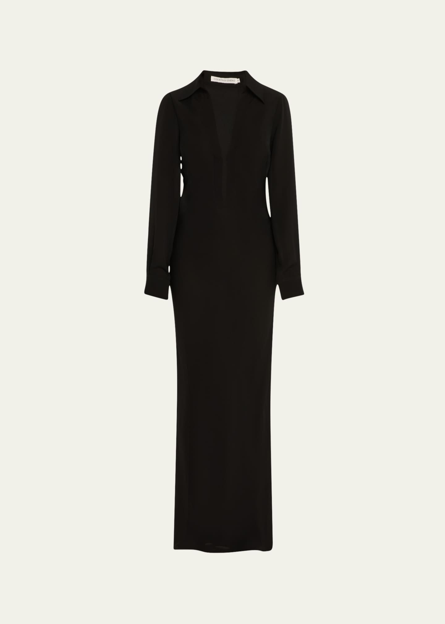 Courtney Zheng Isla Silk Deep-V Gown Image 1 of 5