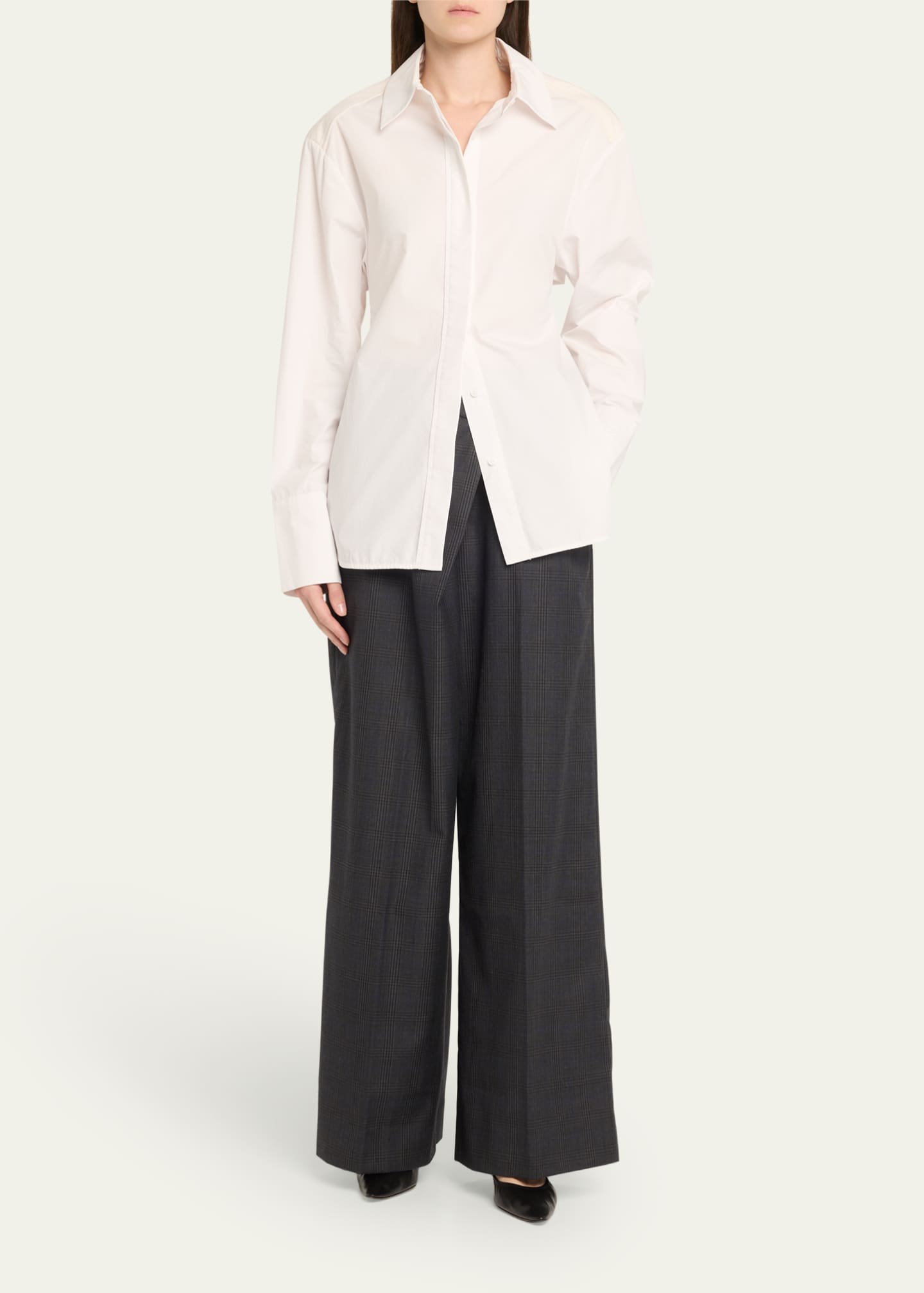 Adrian Asymmetric Wool Check Pants - Thumbnail 2