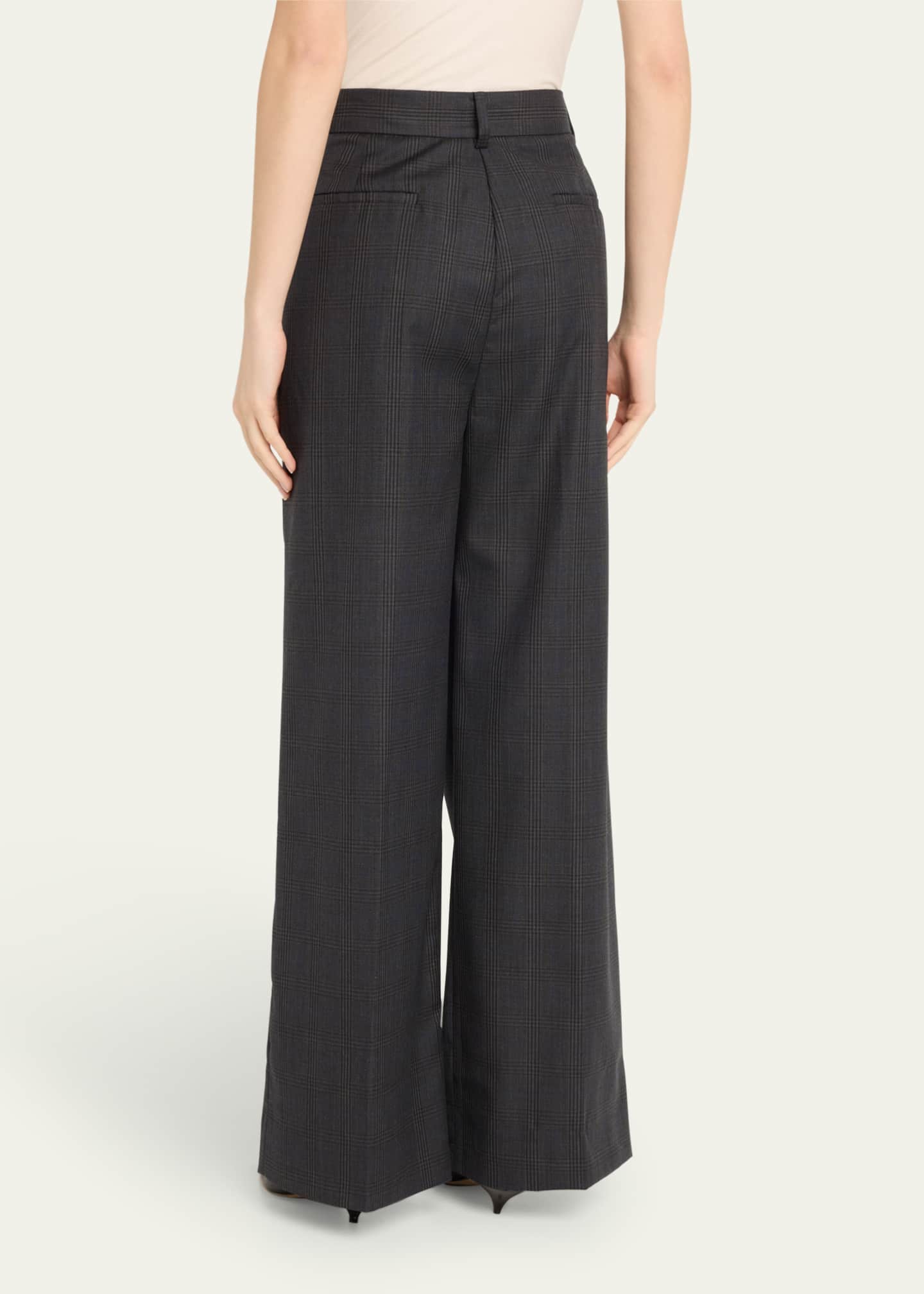 Adrian Asymmetric Wool Check Pants - Thumbnail 3