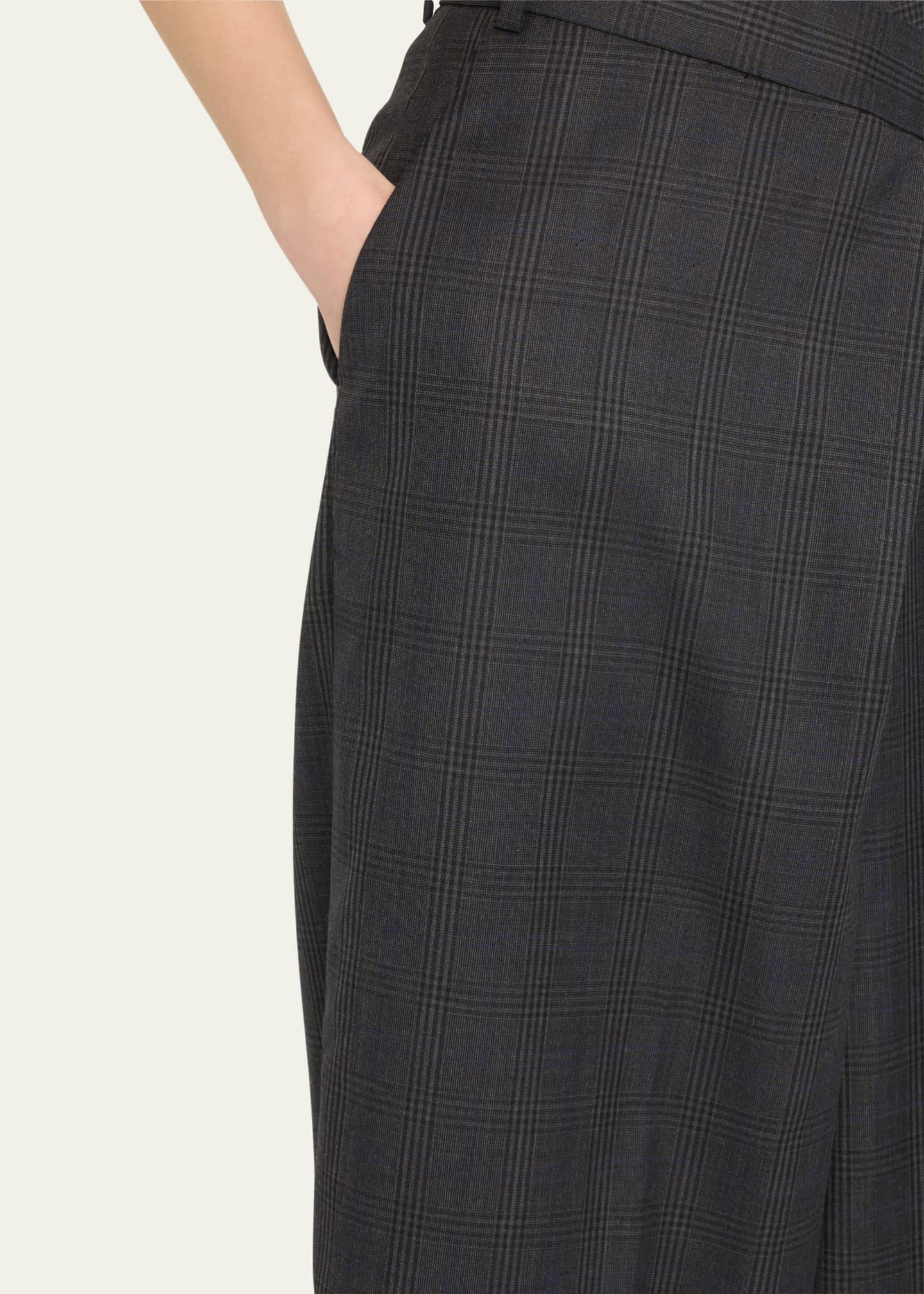 Adrian Asymmetric Wool Check Pants - Thumbnail 5