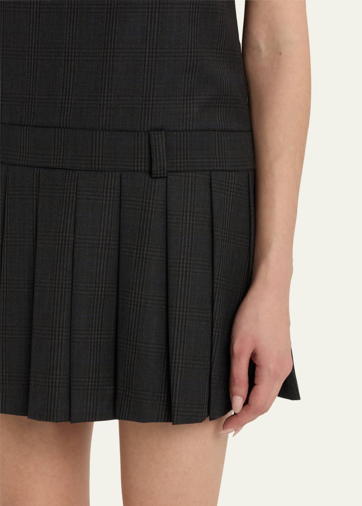 Dana Check Wool Drop-Waist Mini Dress - Thumbnail 5