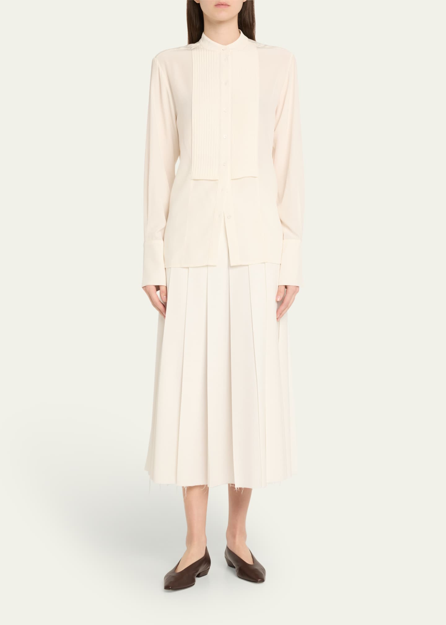 Courtney Zheng Hilde Pleated Raw Edge Skirt Image 2 of 5