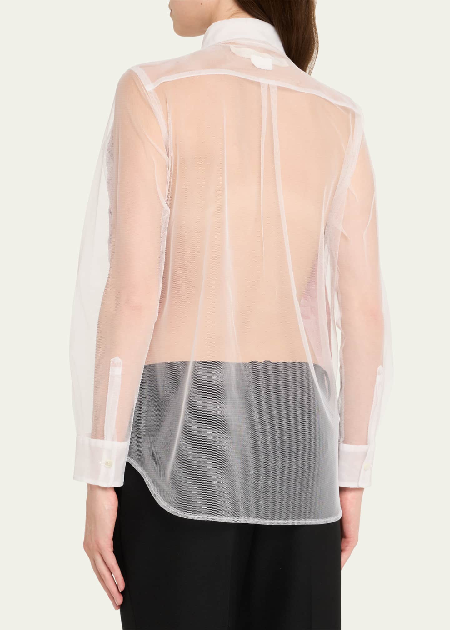 Comme des Garcons Crinkle Layered Button-Down Tulle Shirt Image 3 of 5