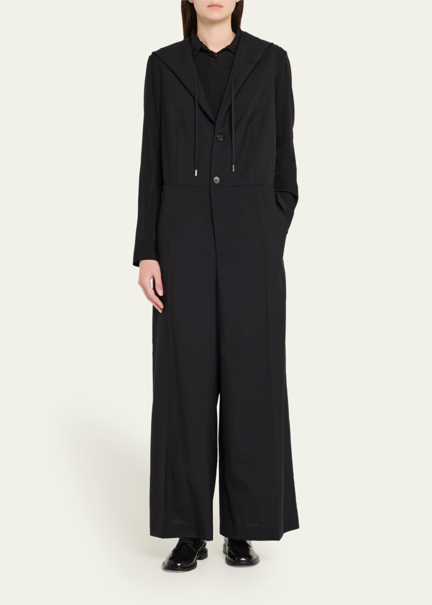 Noir Kei Ninomiya Hooded Wide-Leg Wool Jumpsuit Image 2 of 5