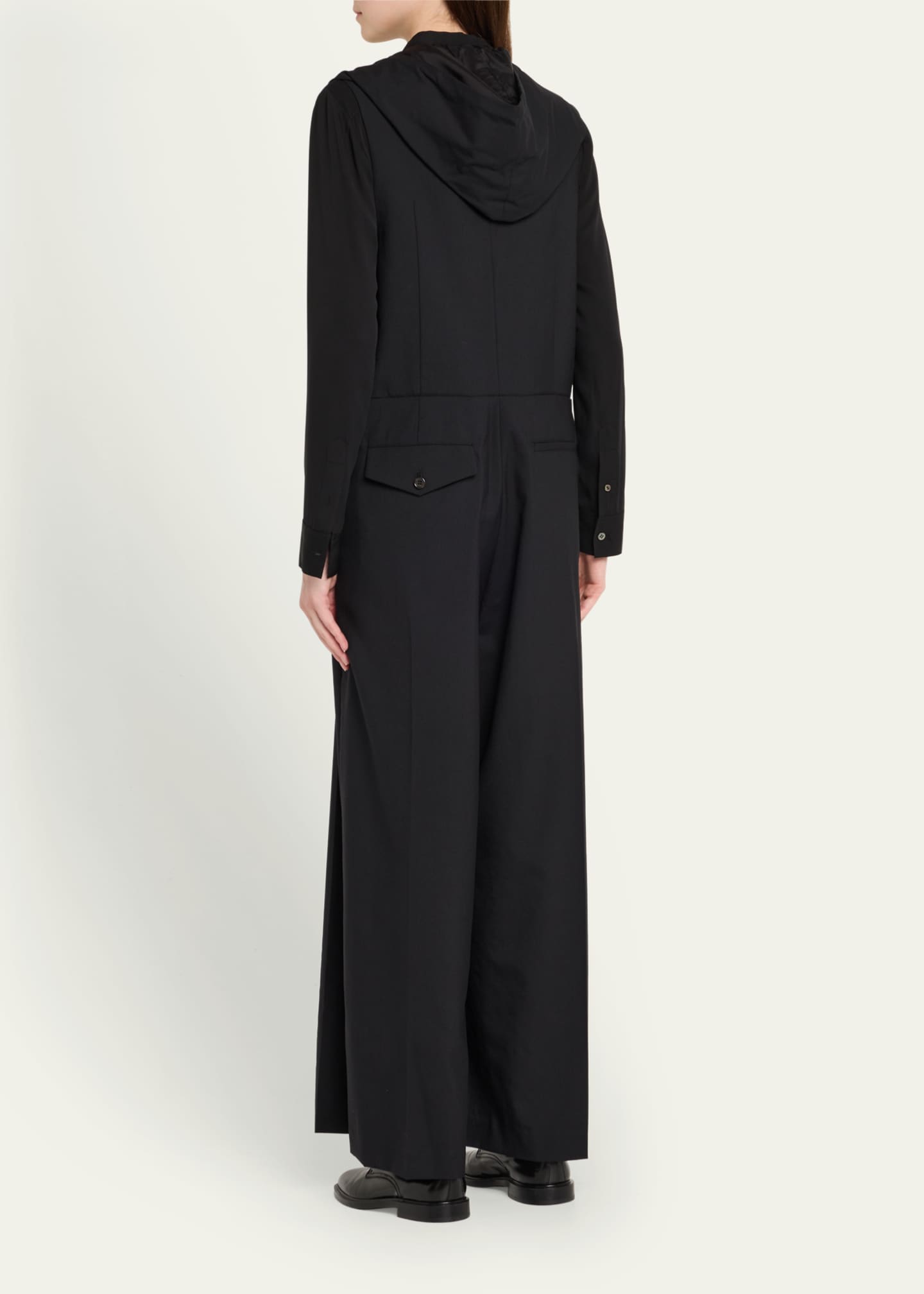 Noir Kei Ninomiya Hooded Wide-Leg Wool Jumpsuit Image 3 of 5