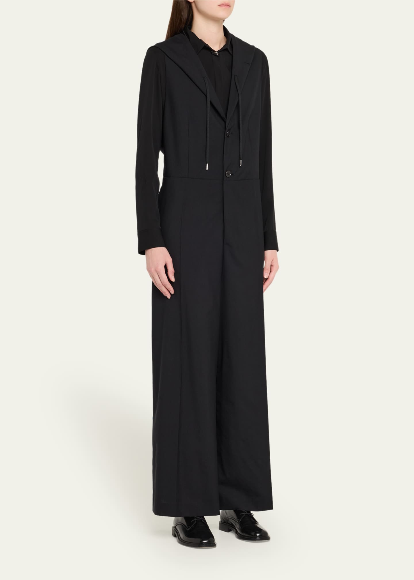 Noir Kei Ninomiya Hooded Wide-Leg Wool Jumpsuit Image 4 of 5