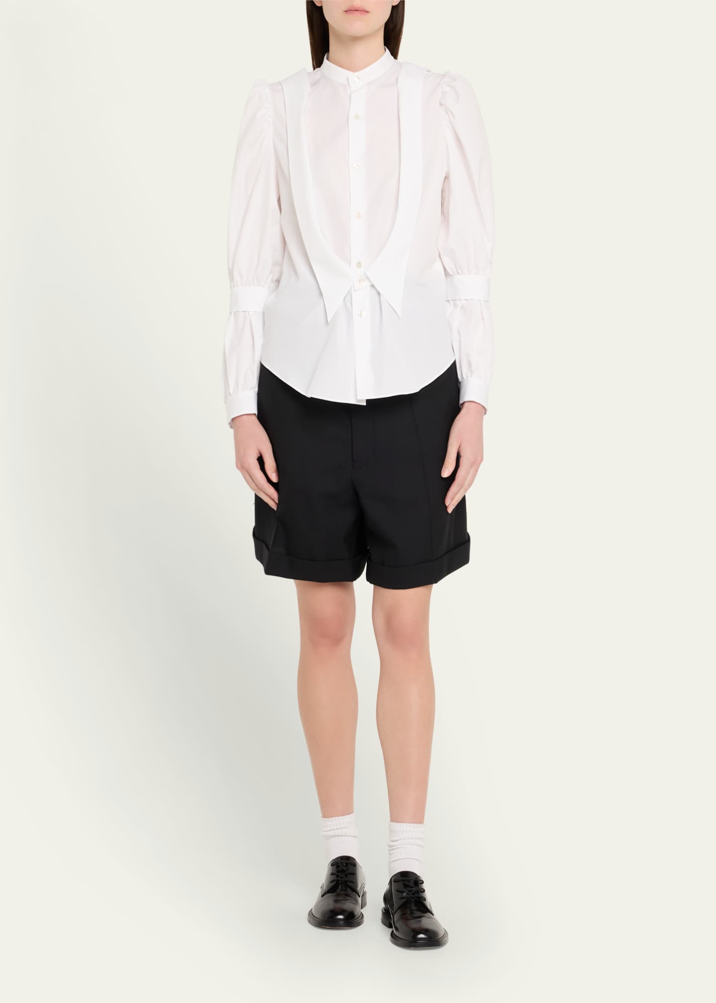 Noir Kei Ninomiya Deconstructed Layered Wool Shorts Image 2 of 5
