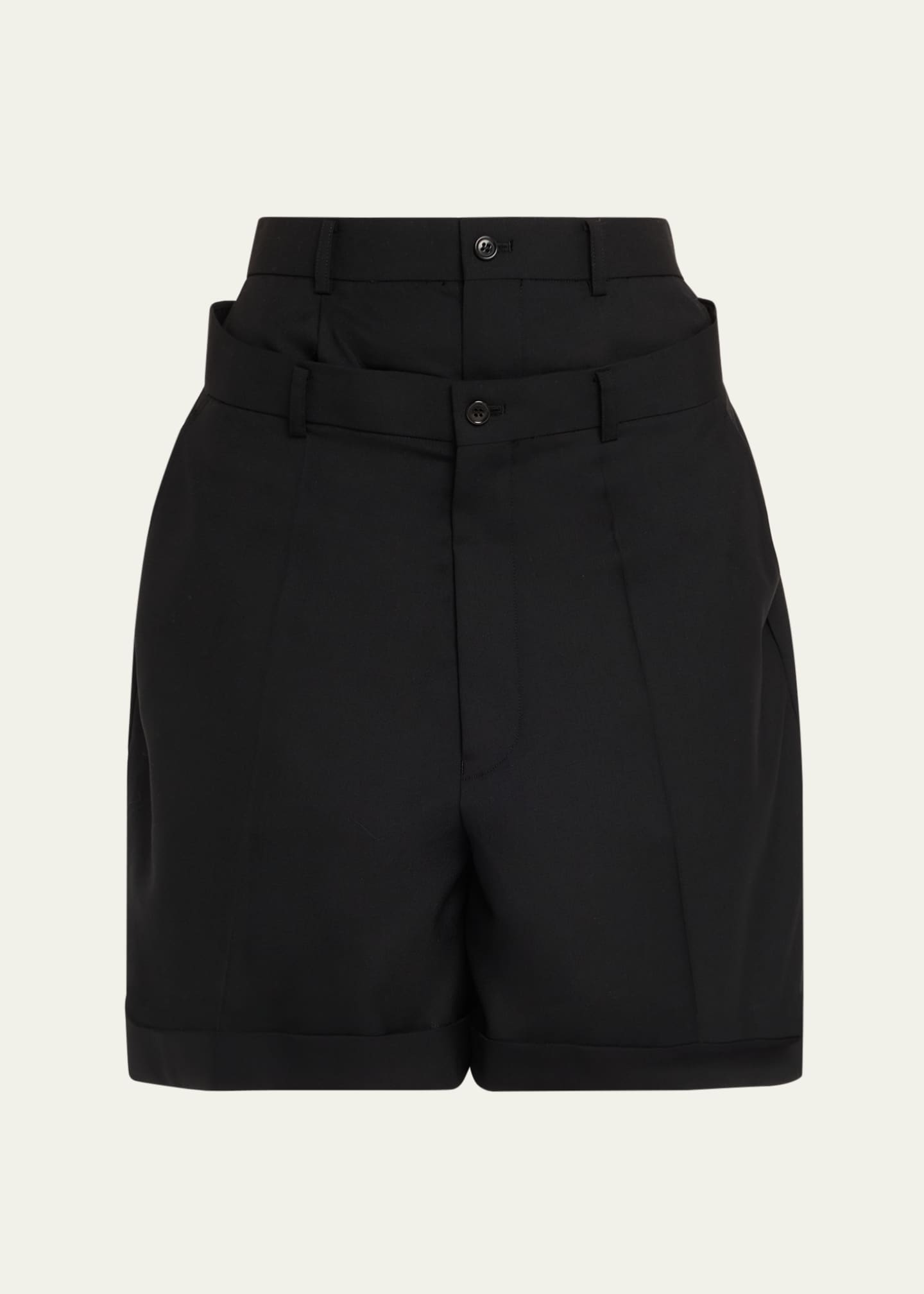 Noir Kei Ninomiya Deconstructed Layered Wool Shorts Image 1 of 5