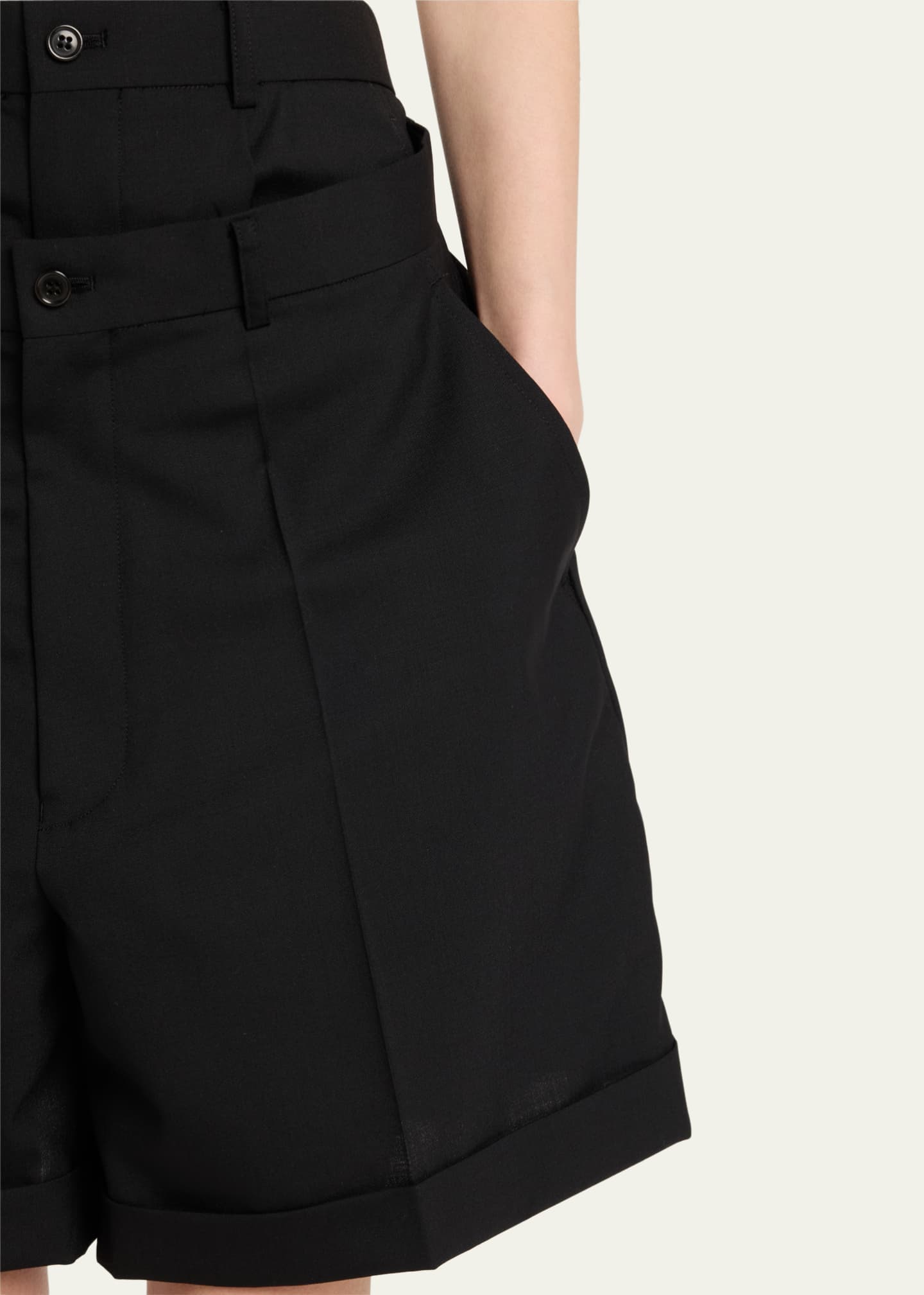 Noir Kei Ninomiya Deconstructed Layered Wool Shorts Image 5 of 5