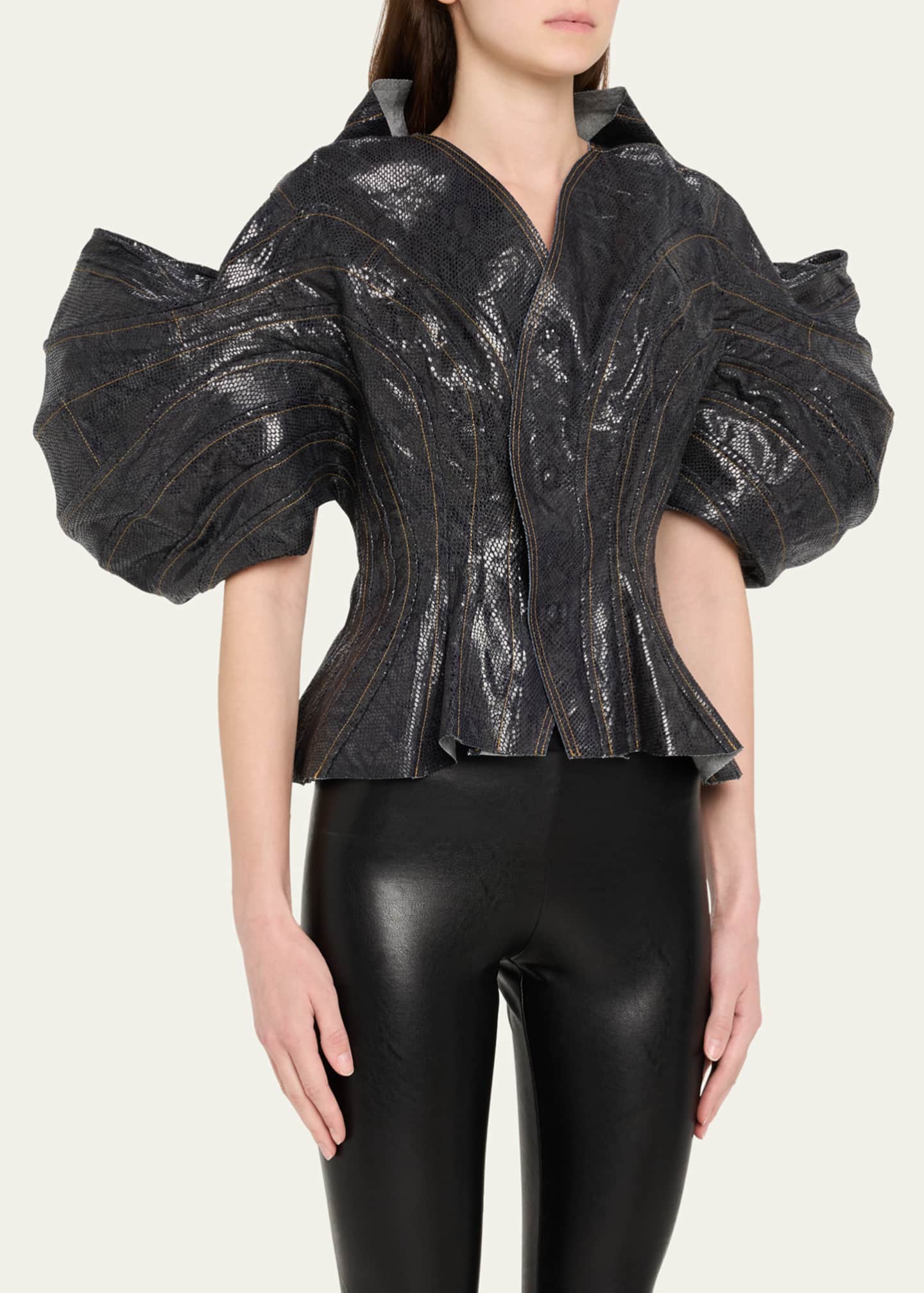 Junya Watanabe Structured Denim Foiled Print Jacket Image 4 of 5