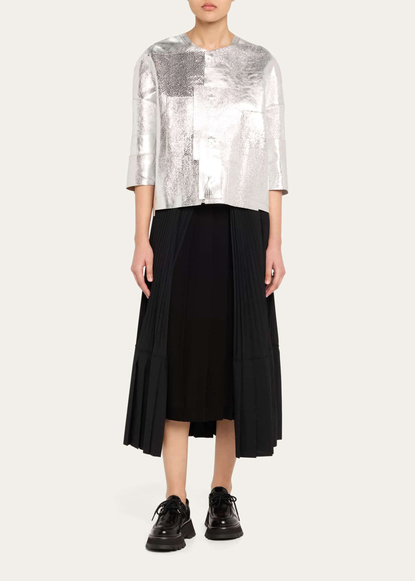 Junya Watanabe Deconstructed Metallic Leather Jacket Image 2 of 5