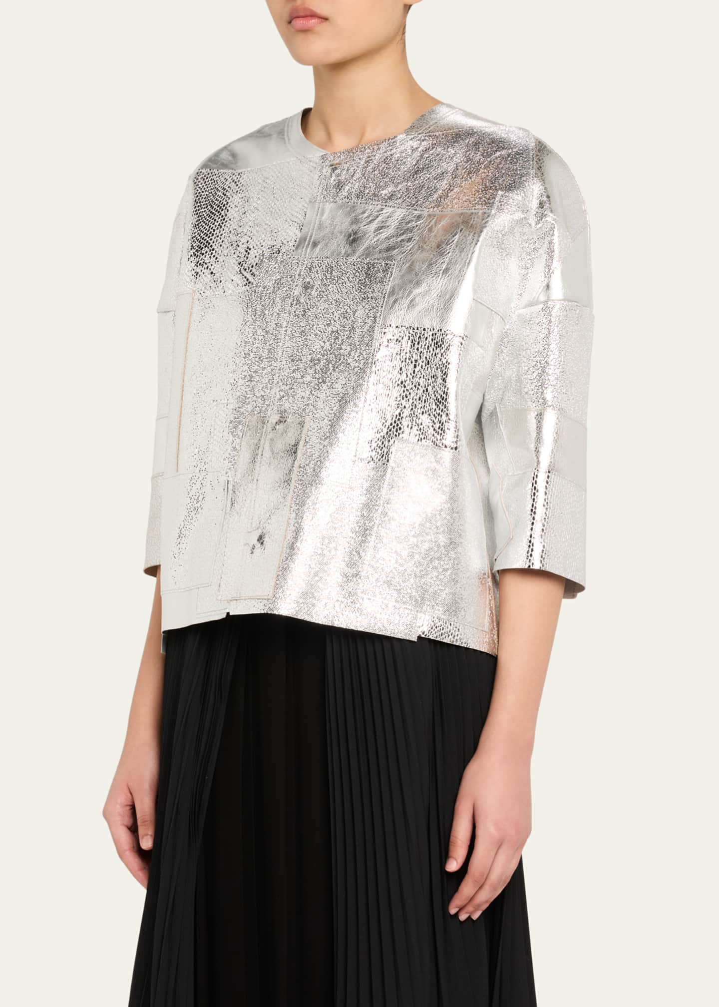 Junya Watanabe Deconstructed Metallic Leather Jacket Image 4 of 5