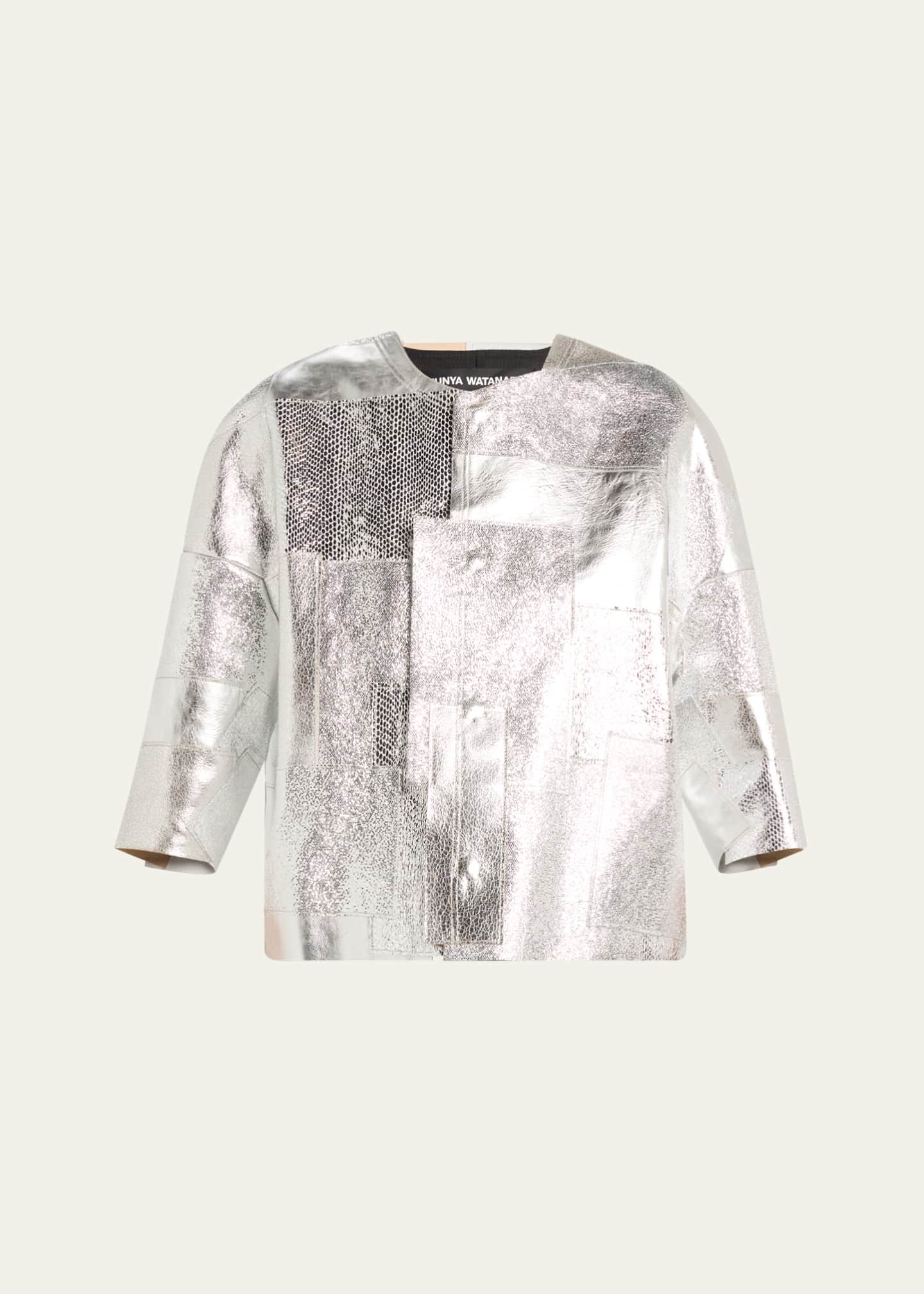 Junya Watanabe Deconstructed Metallic Leather Jacket Image 1 of 5